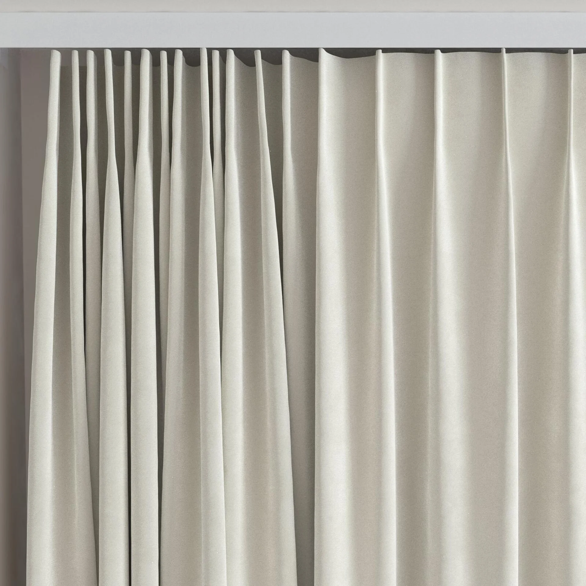 Top view of Velvelux Nougat, on curtain rail