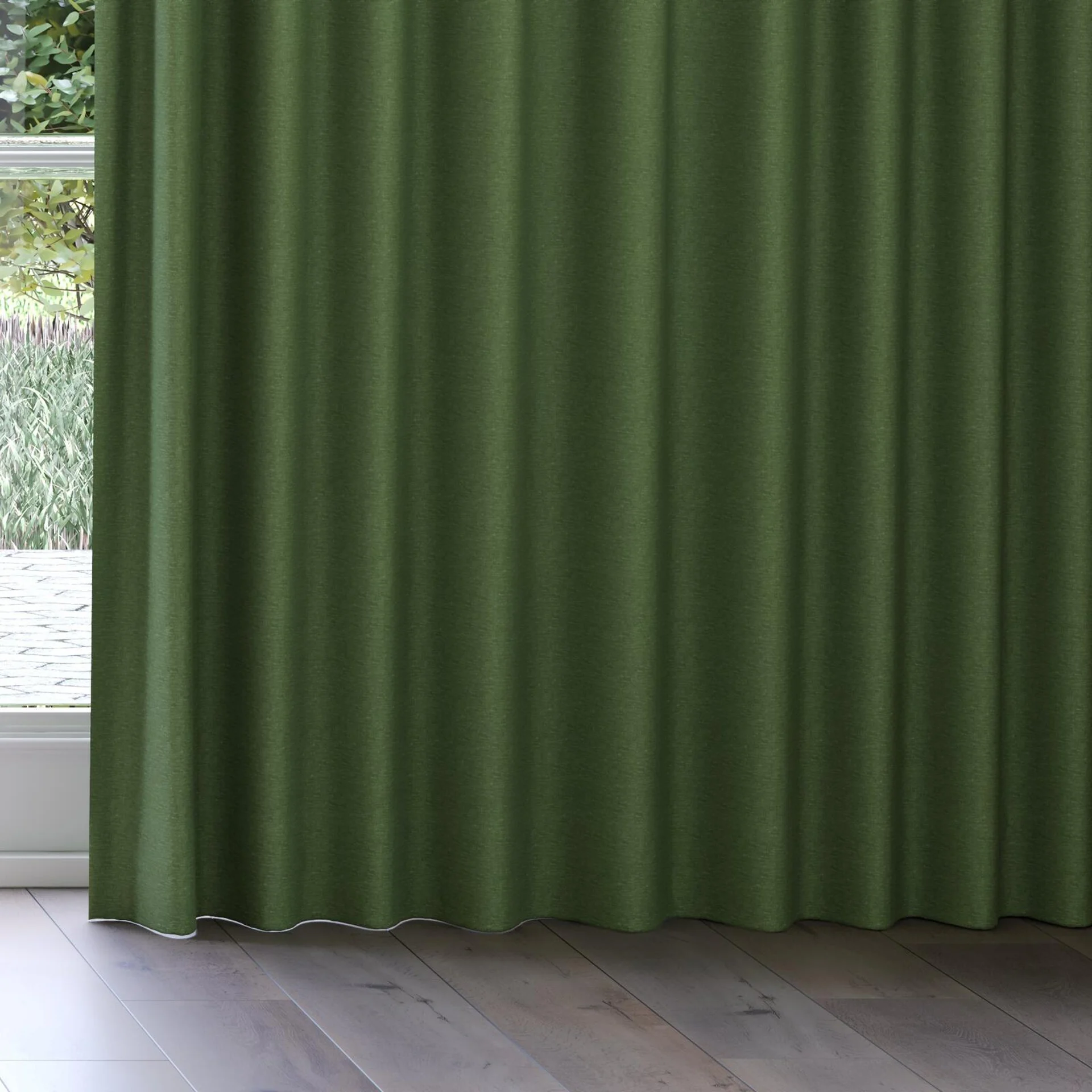 Bottom view of Coverlet Oasis, on curtain rail