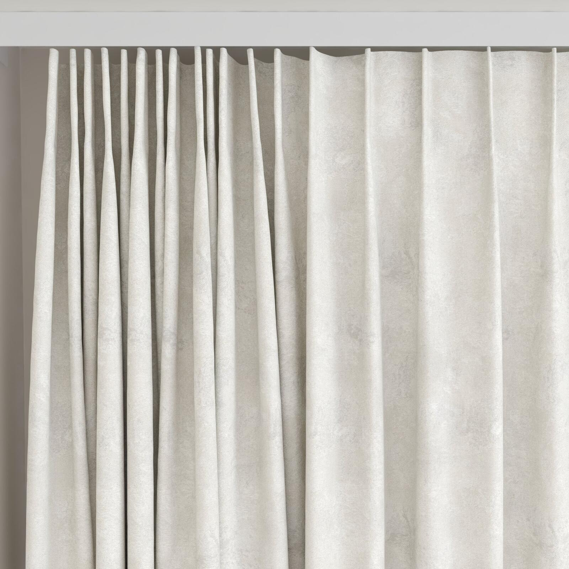 Top view of Joyce Pearl, on curtain rail