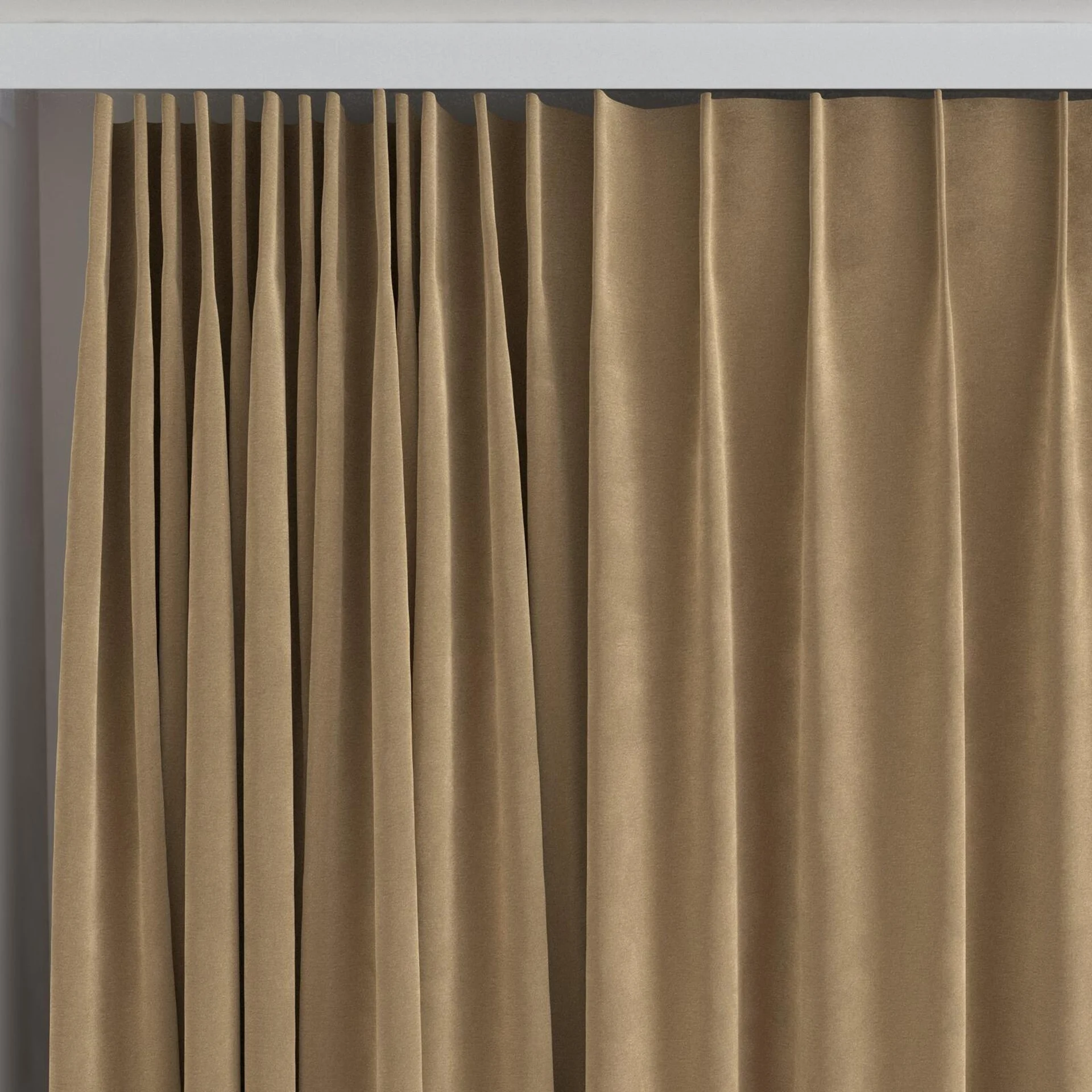 Top view of Lux Velvet Coffee 8407, on curtain rail