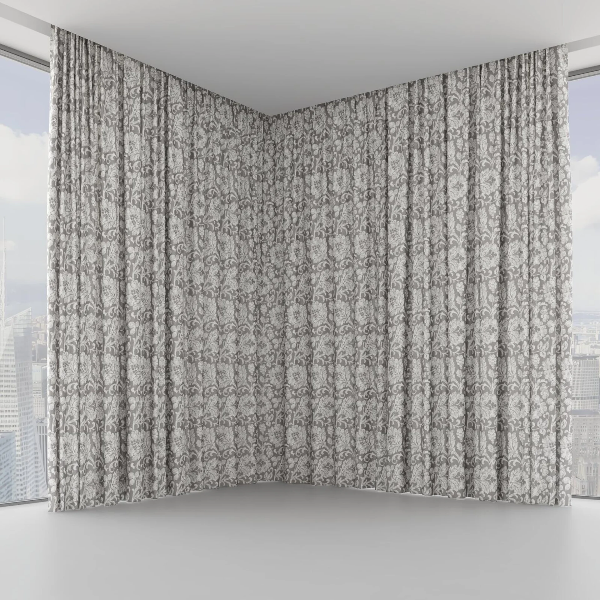 Front view of Florentine Silver, on hidden rail