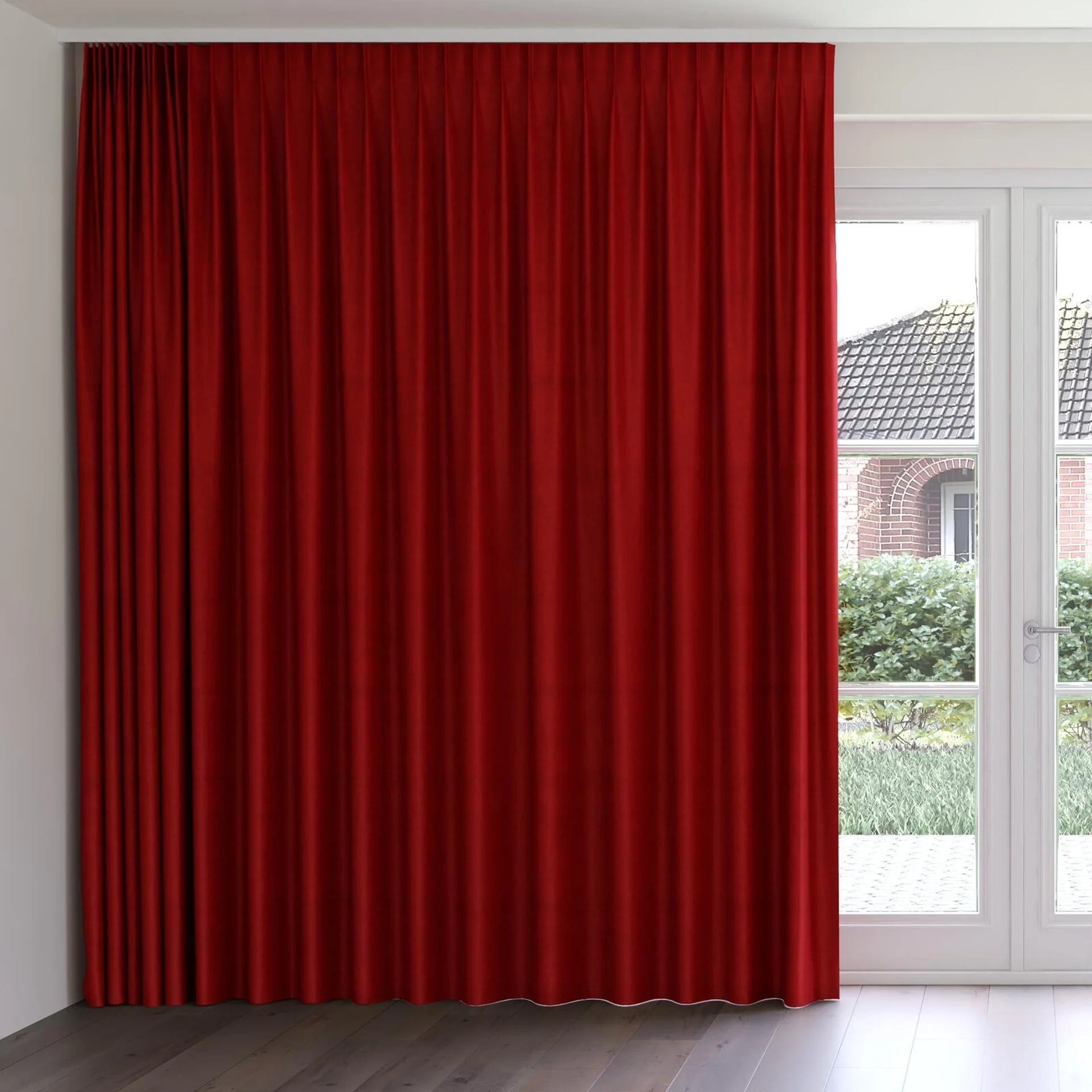 Front view of Baron Strawberry, on curtain rail