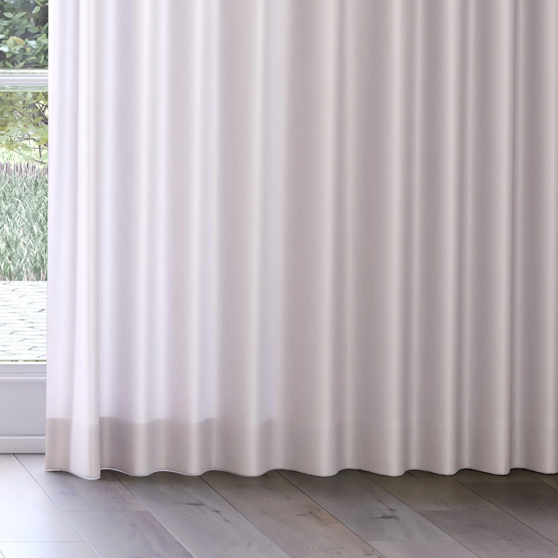 Bottom view of Optima Powder, on curtain rail