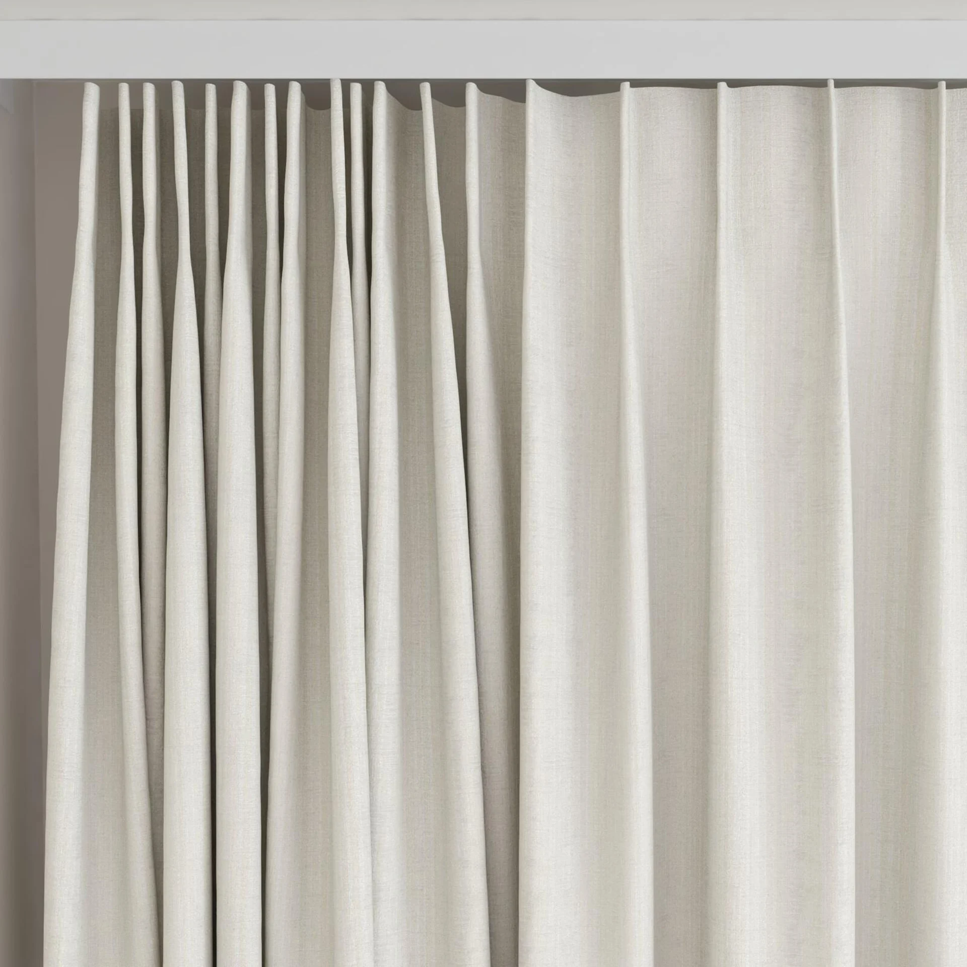 Top view of Stripia Mist, on curtain rail
