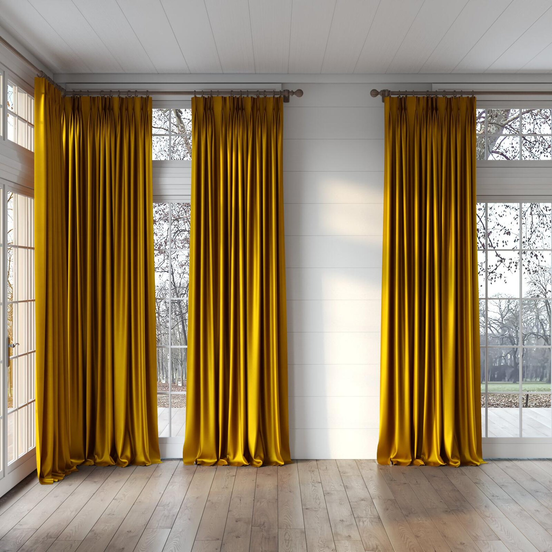Full view of Mont Blanc Imperial, puddled, on curtain rod