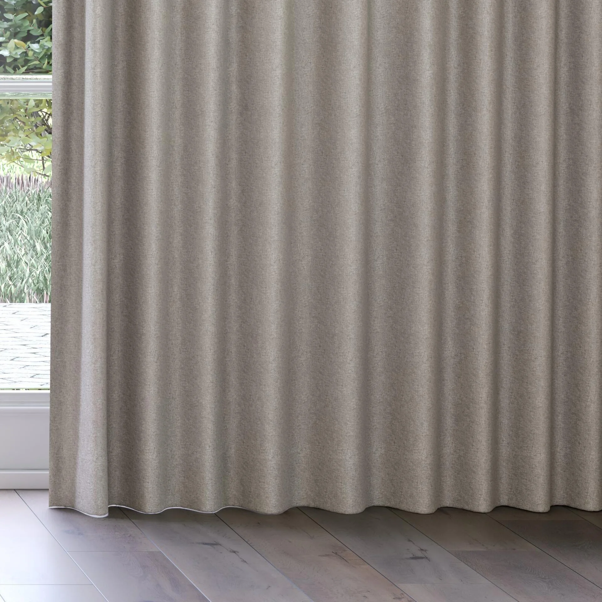 Bottom view of Monsieur Cement, on curtain rail