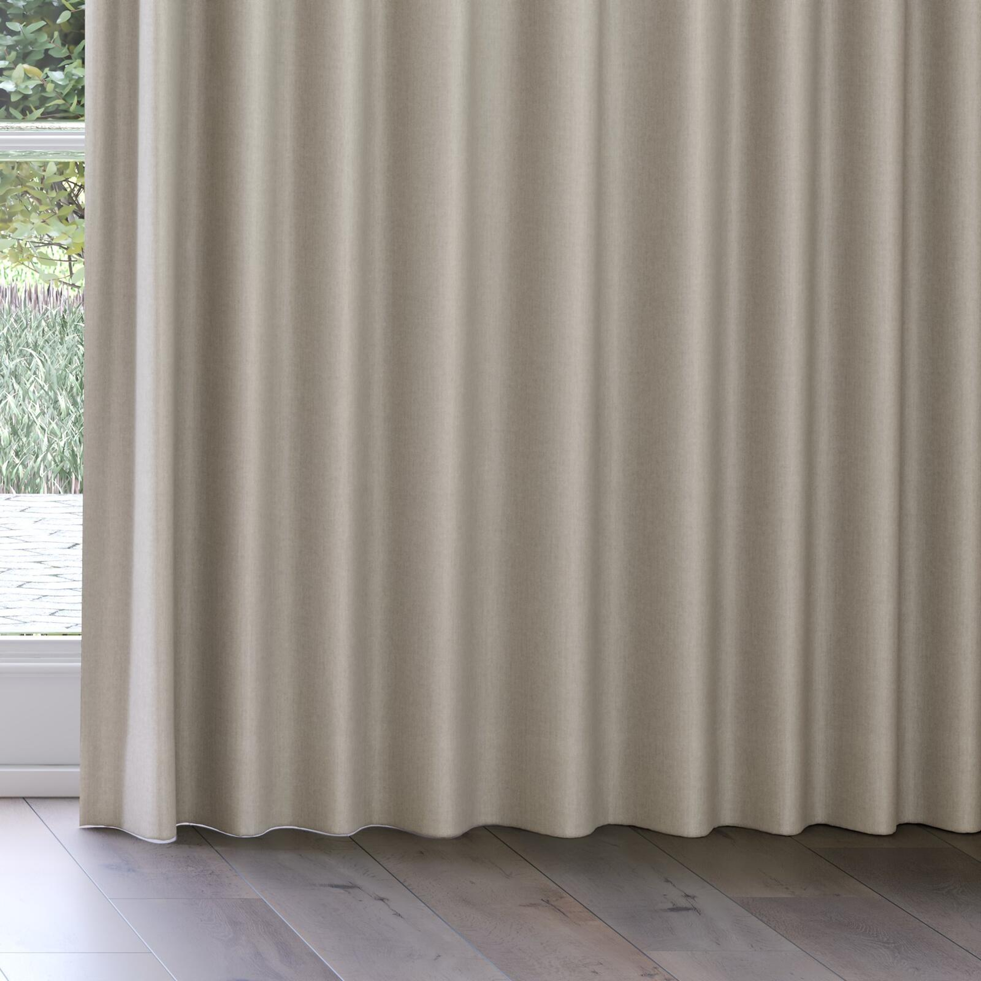 Bottom view of Cushy Linen, on curtain rail