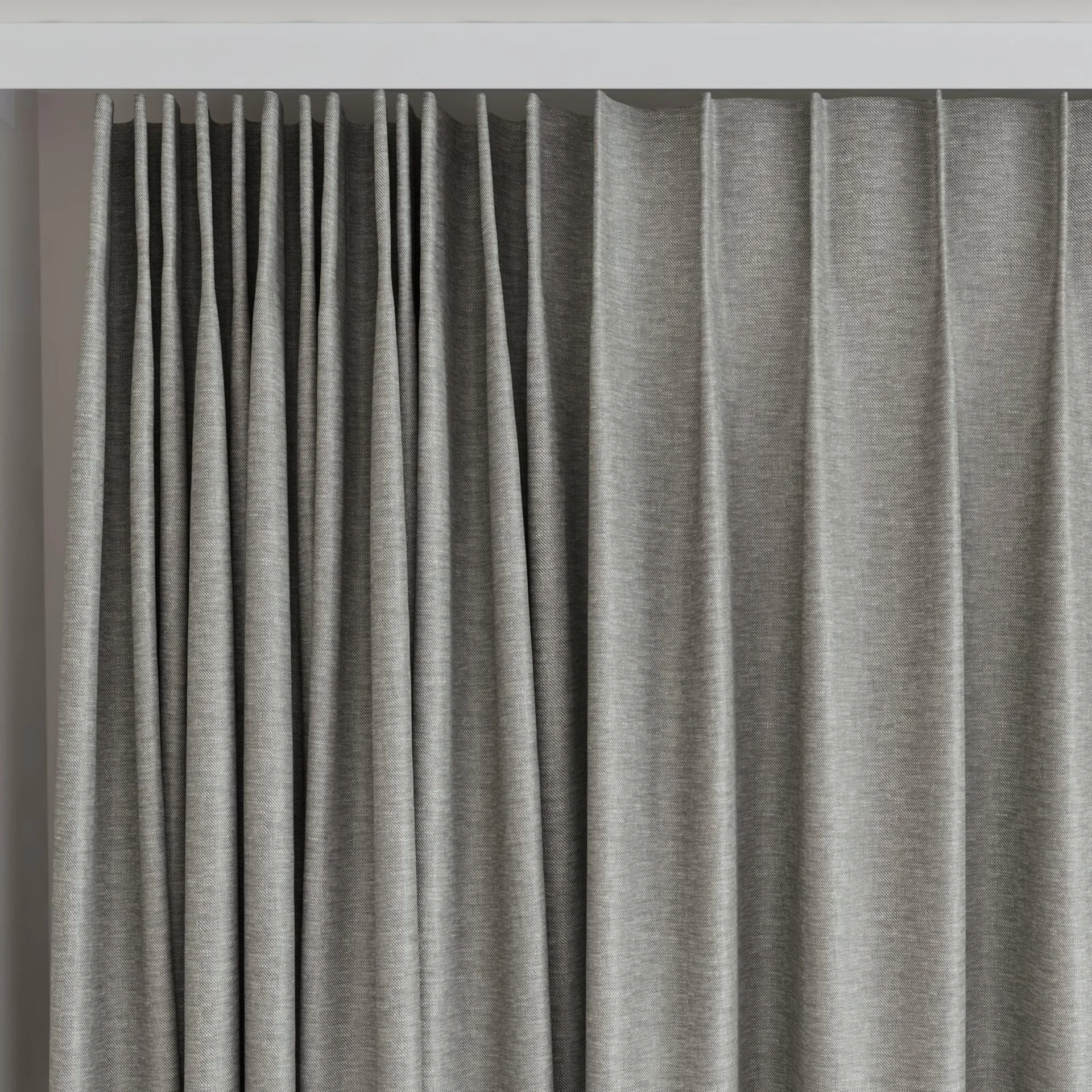 Top view of Glamour Liquorice, on curtain rail