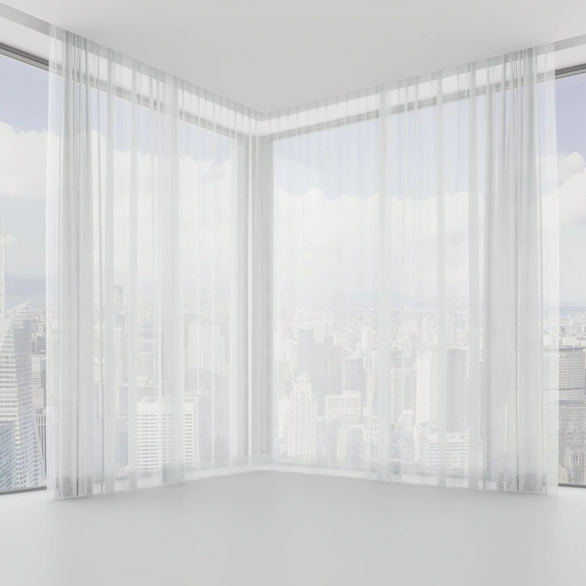 Front view of Gesso Lino Sky, on hidden rail