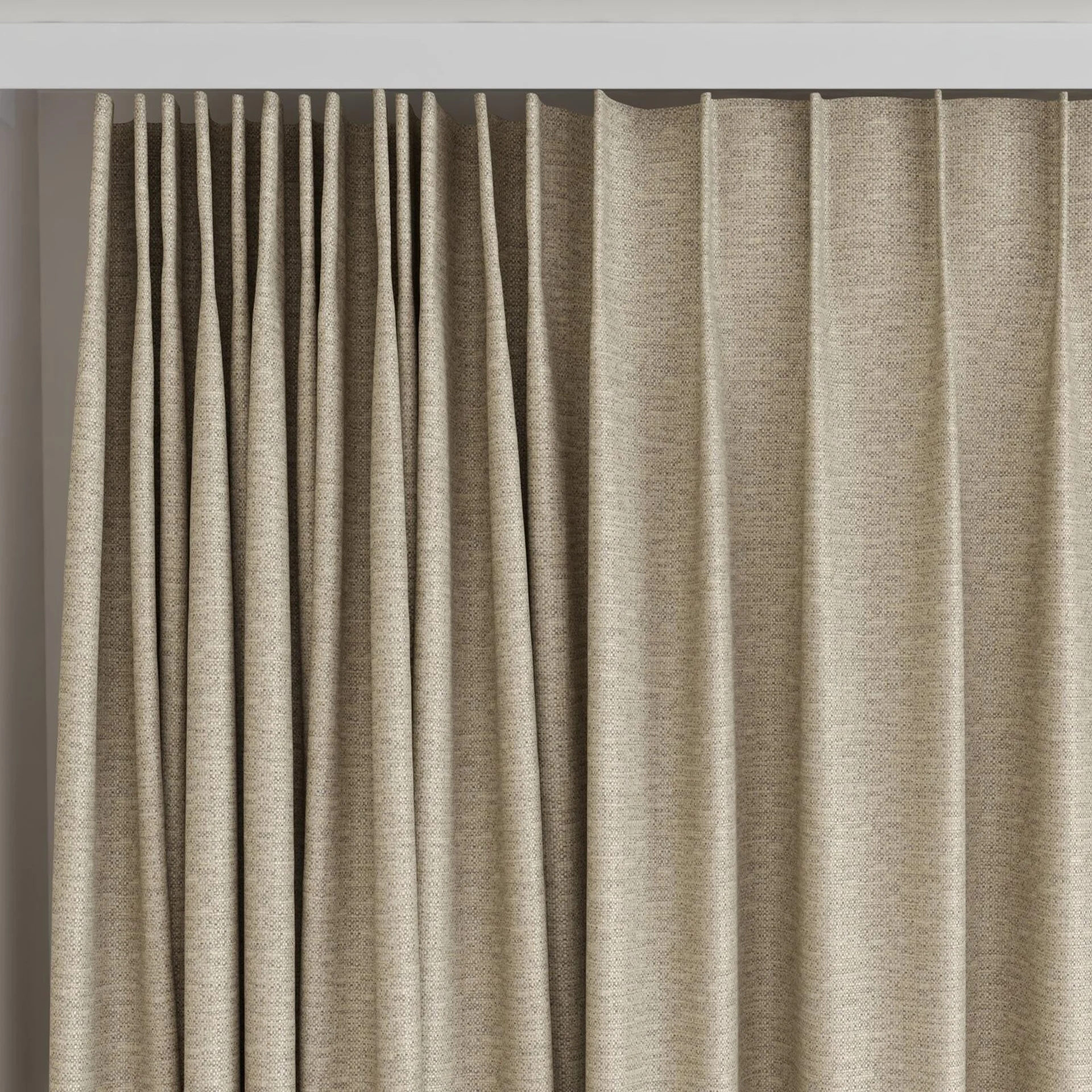 Top view of Bravo Rattan, on curtain rail