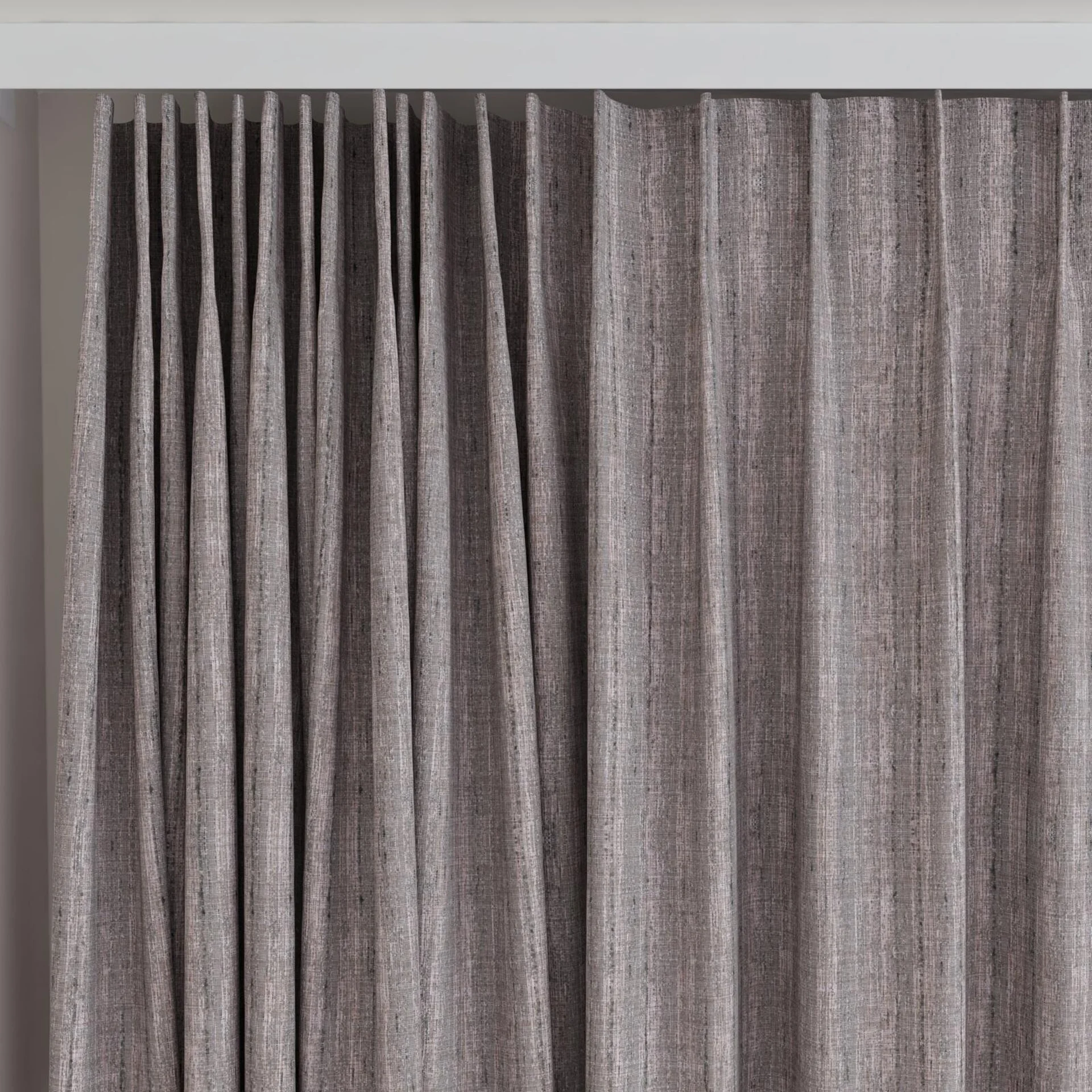 Top view of Iconic Chinchilla, on curtain rail