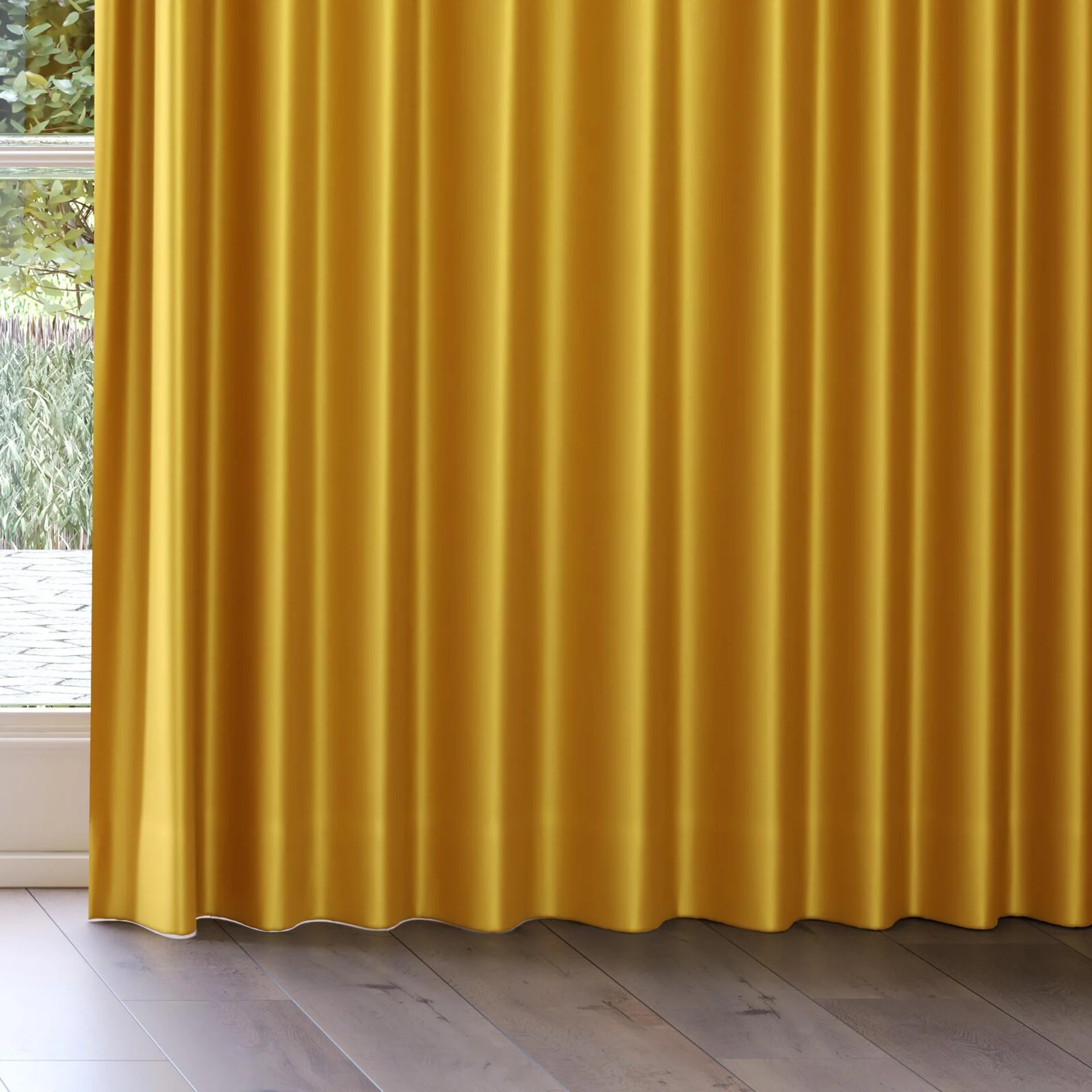 Bottom view of Moonbeam Mimosa, on curtain rail