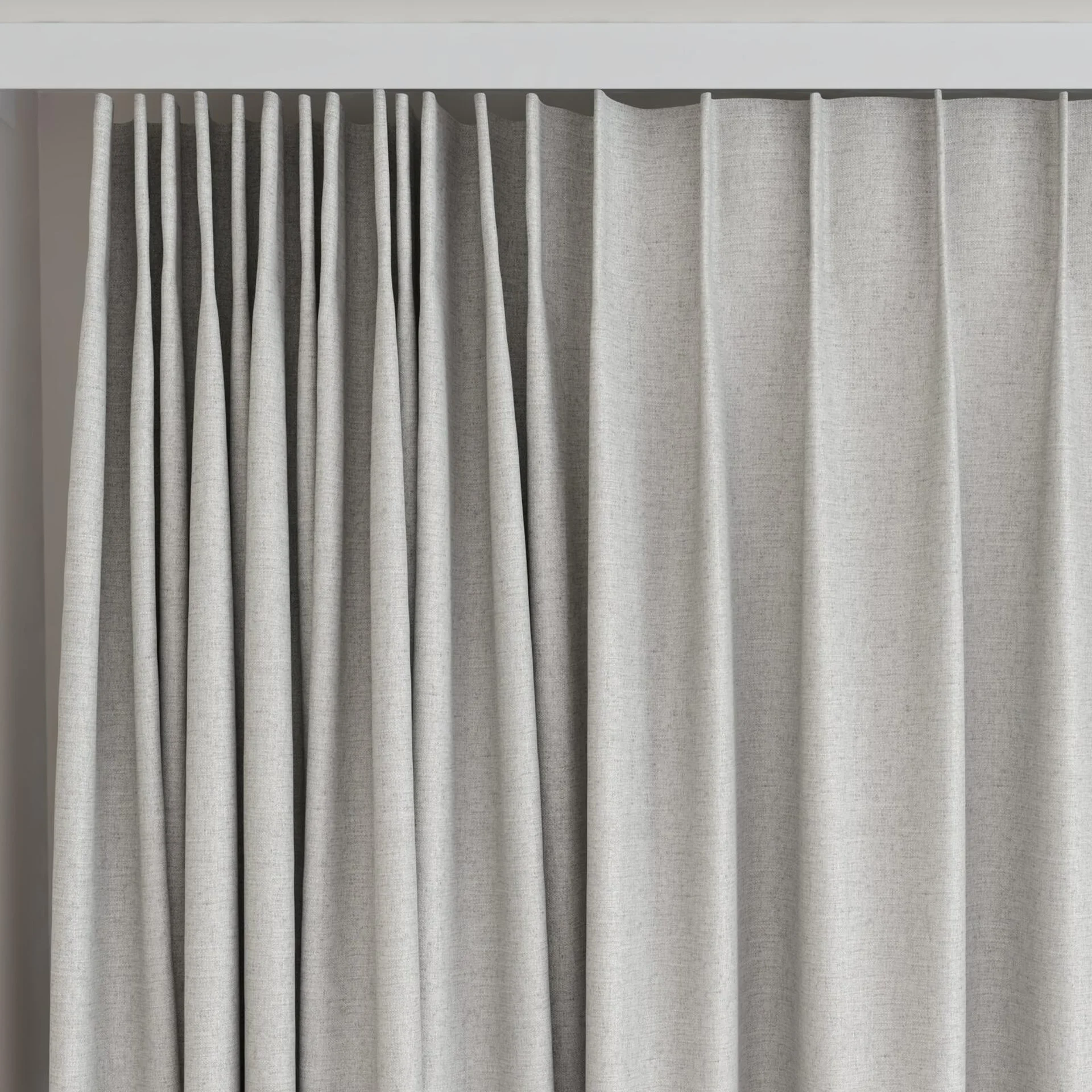 Top view of Stonewall Blackout Mouse, on curtain rail