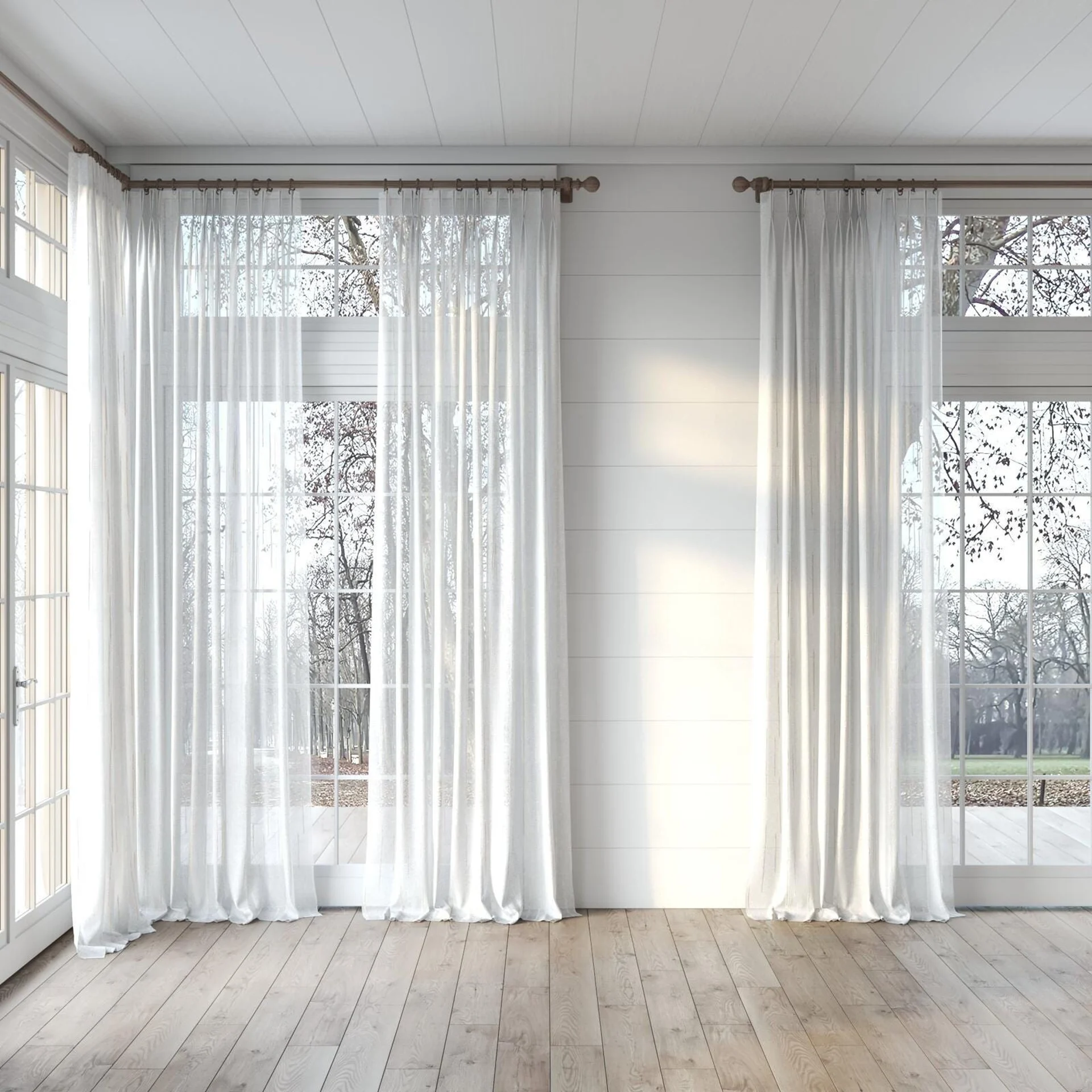 Full view of Tidal Vapour, puddled, on curtain rod