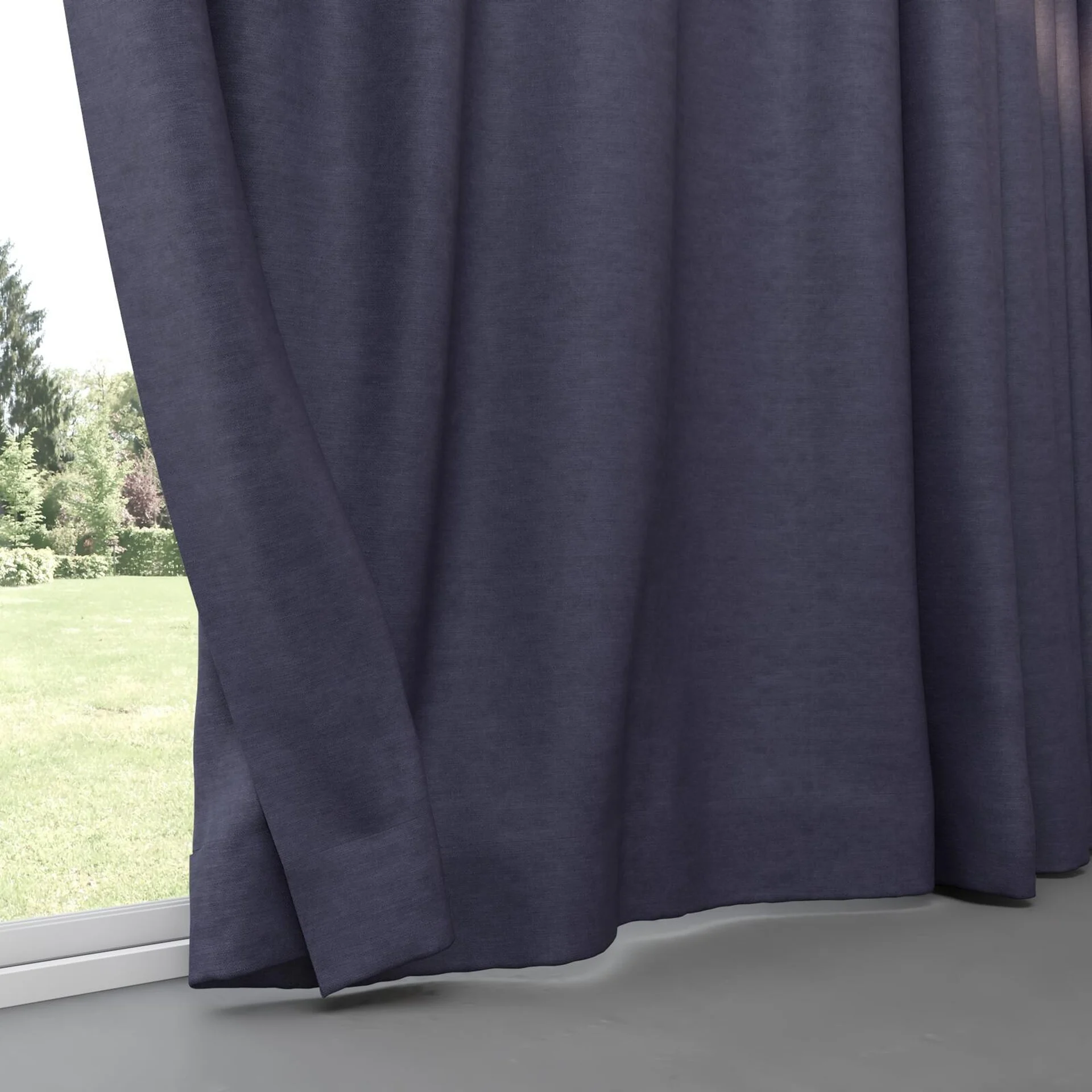 Bottom view of Colourwash Navy, pinch pleat