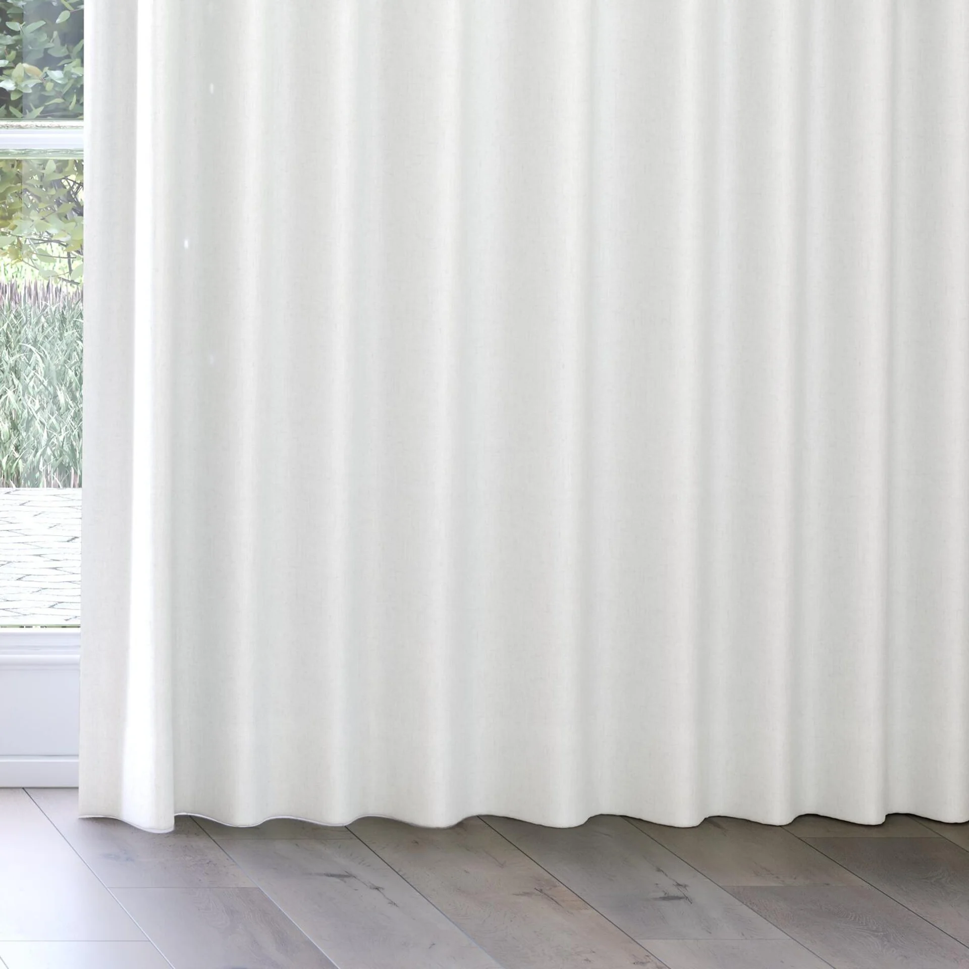 Bottom view of Stonewall Blackout Swan, on curtain rail