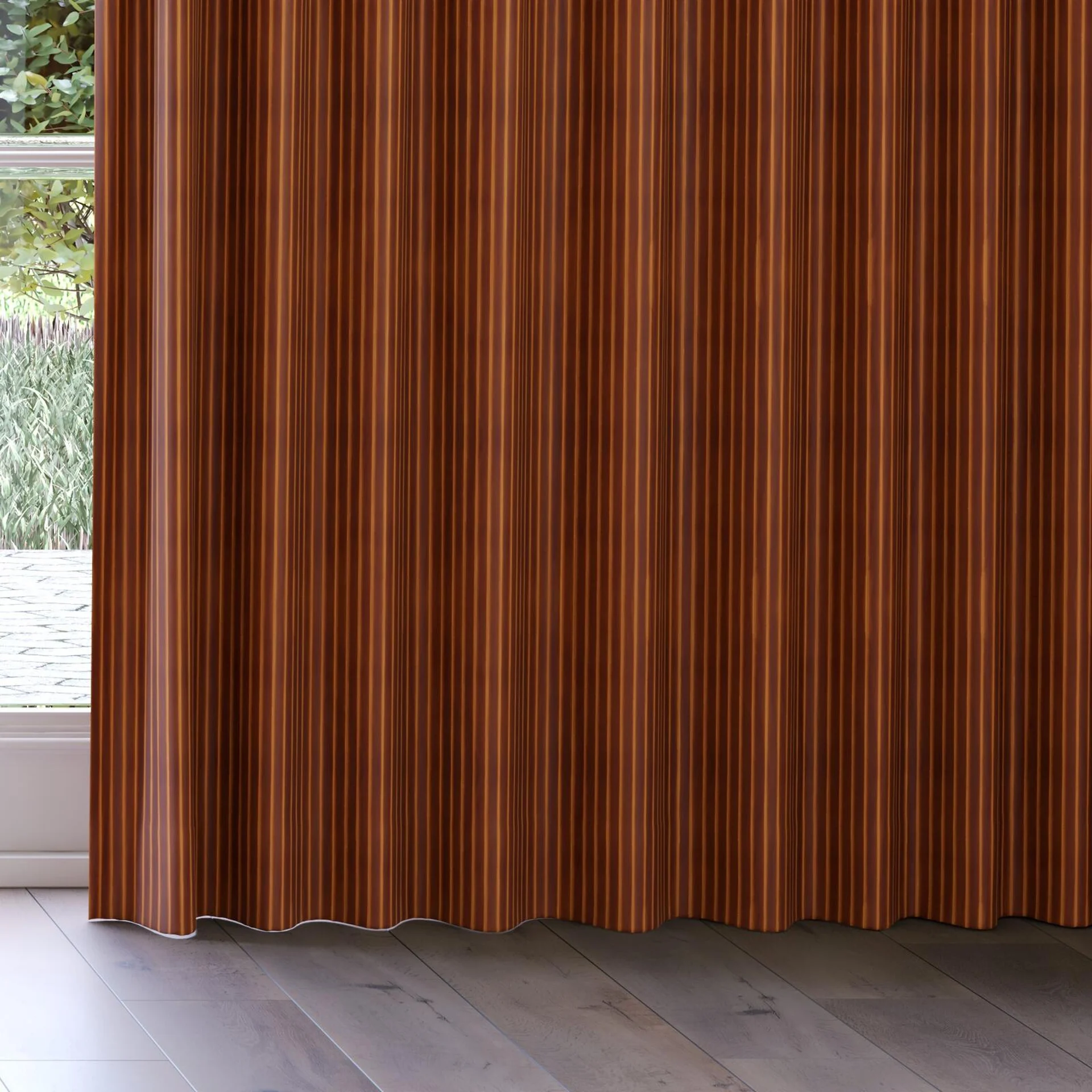 Bottom view of Cordial Rustic, on curtain rail