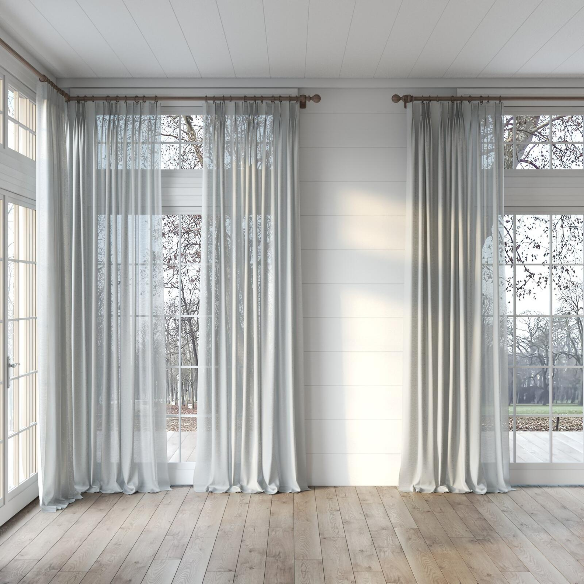 Full view of Wategos Duckegg, puddled, on curtain rod