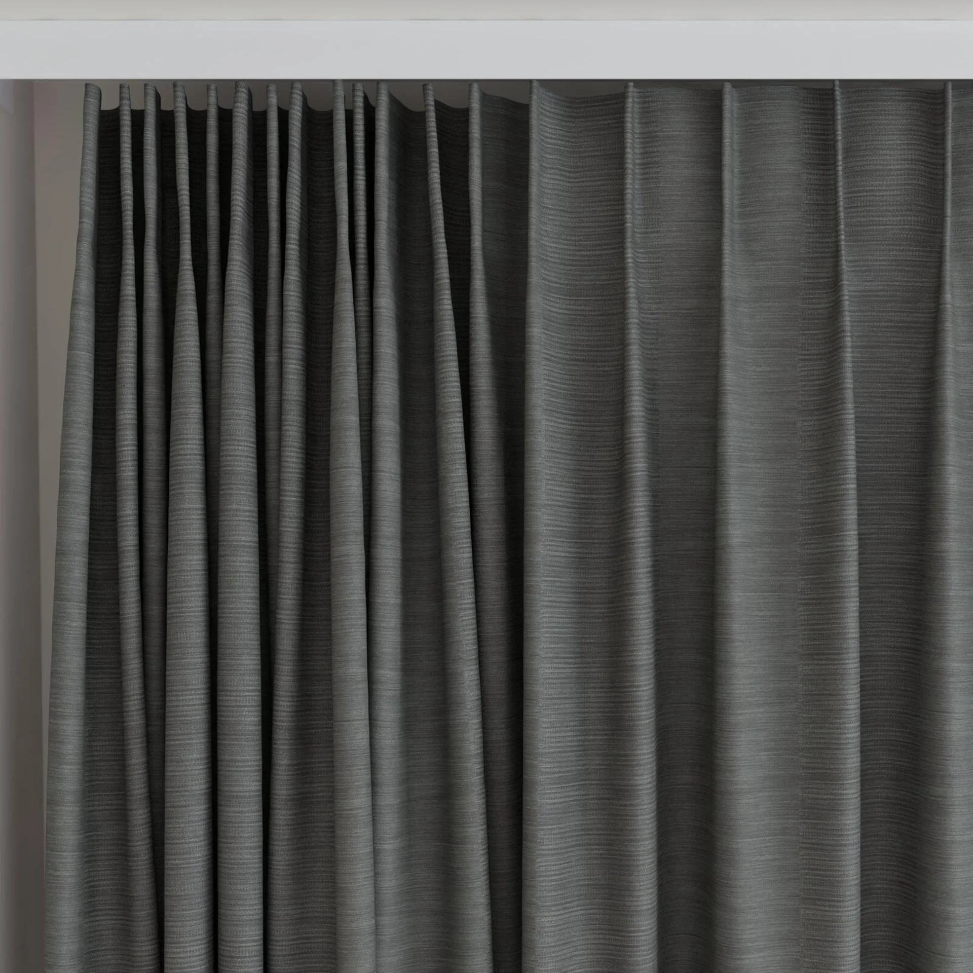 Top view of Borneo Uncoated Charcoal, on curtain rail