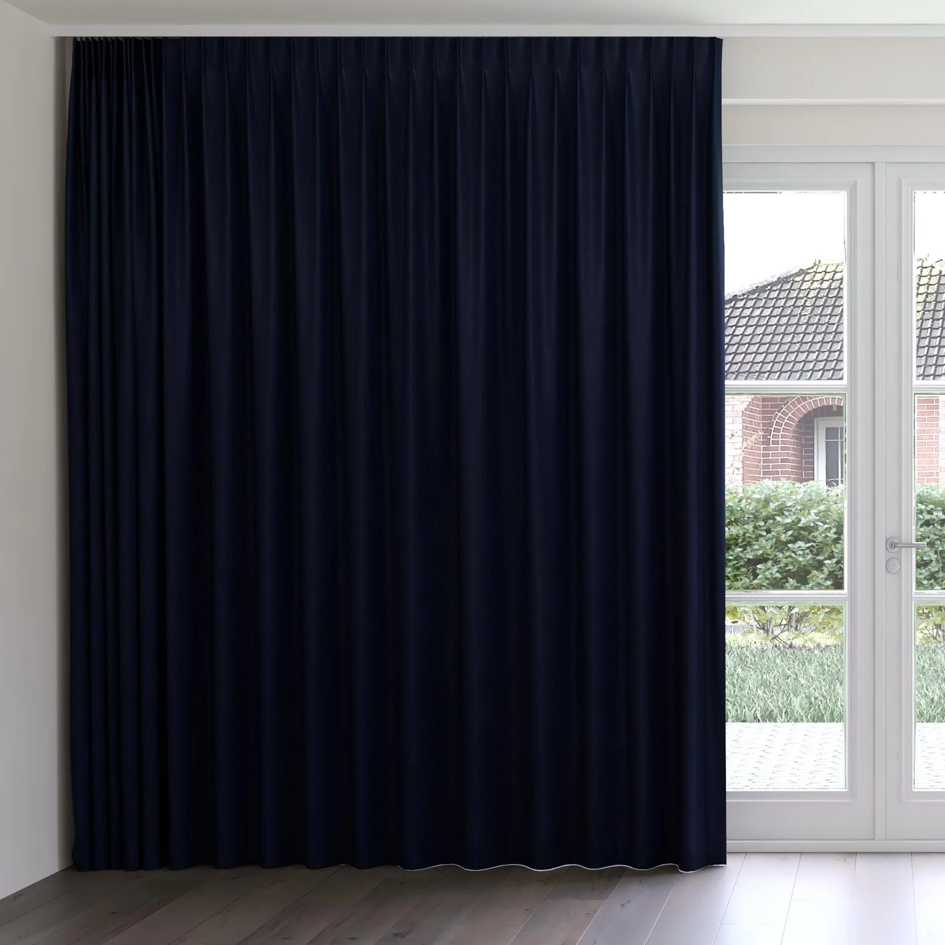 Front view of Lech Navy, on curtain rail