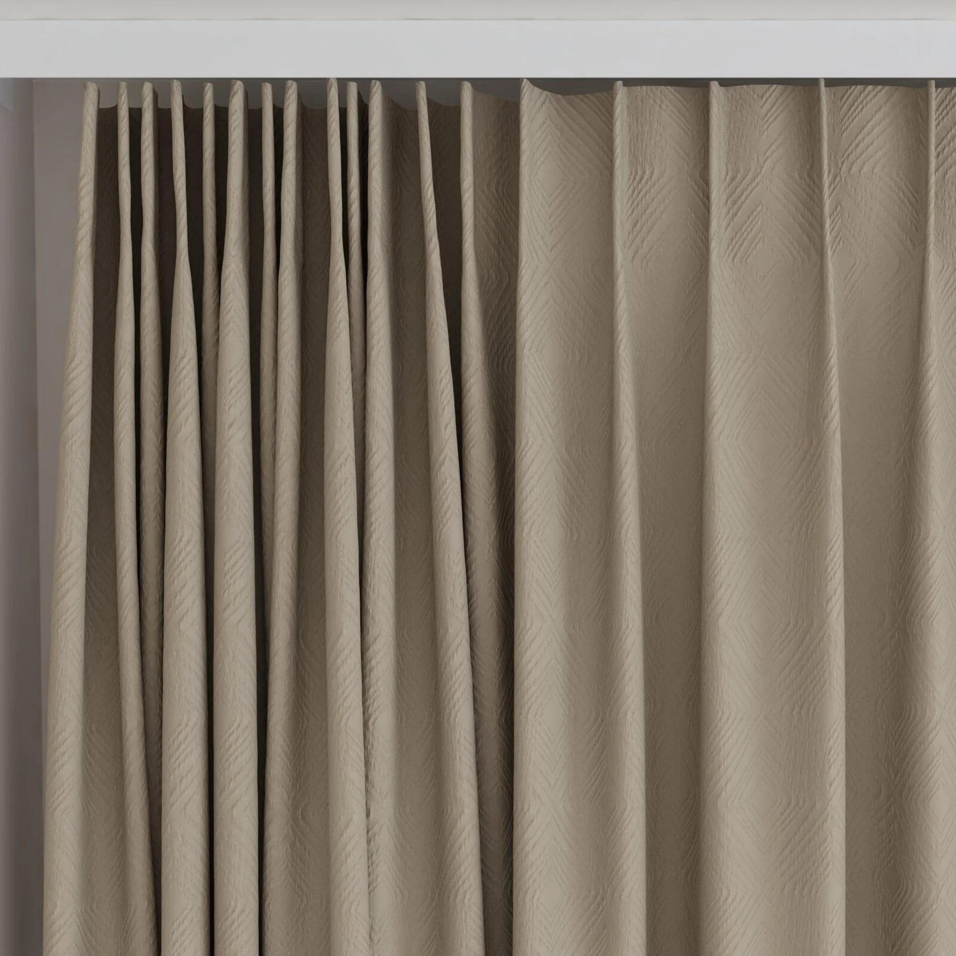 Top view of Senza Nickel, on curtain rail