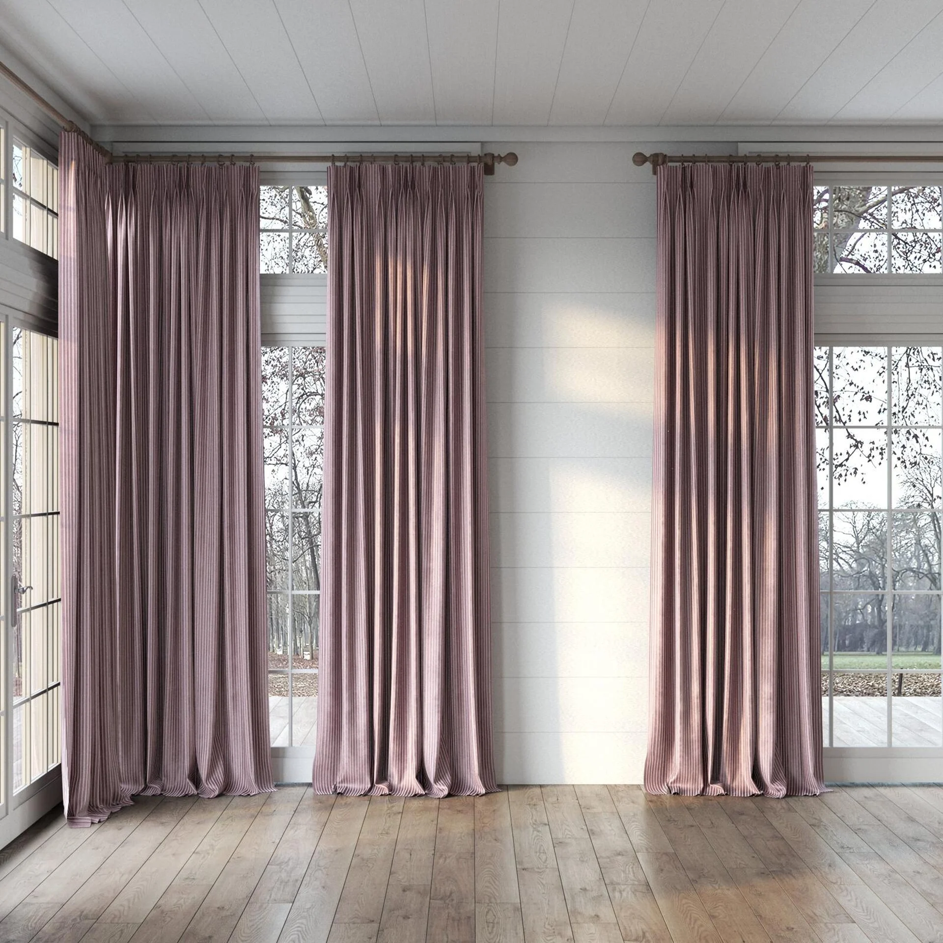 Full view of Embrace Bonbon, puddled, on curtain rod