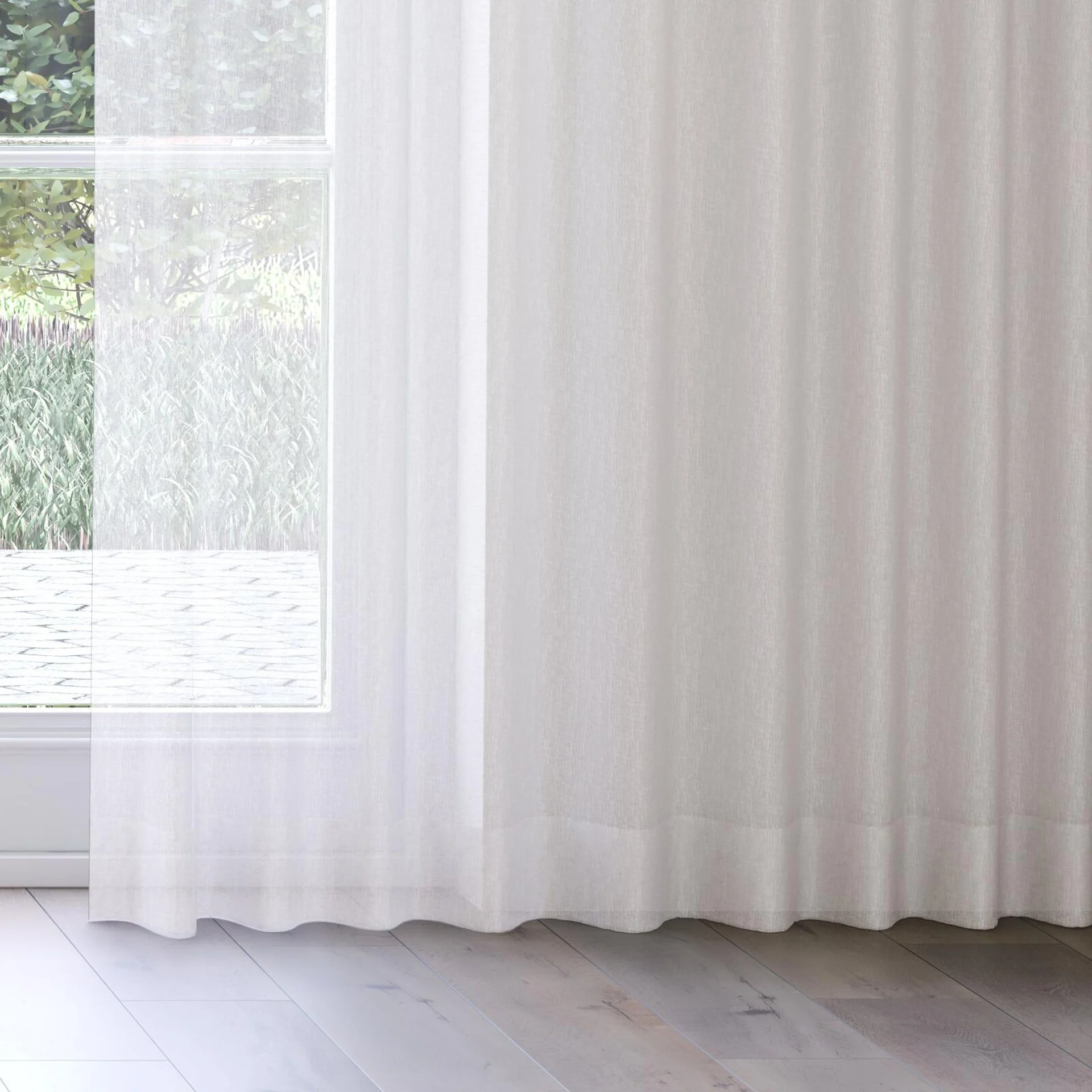 Bottom view of Beauvoir Oyster, on curtain rail