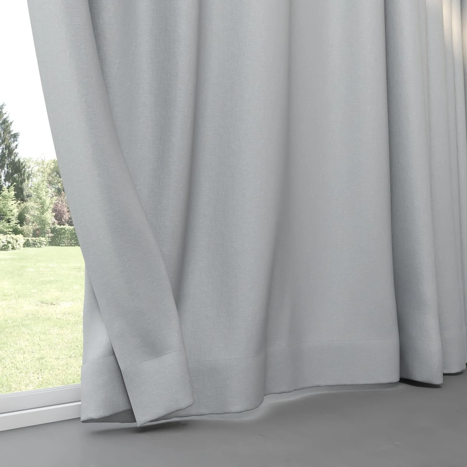 Bottom view of Eternal Dove Grey, pinch pleat