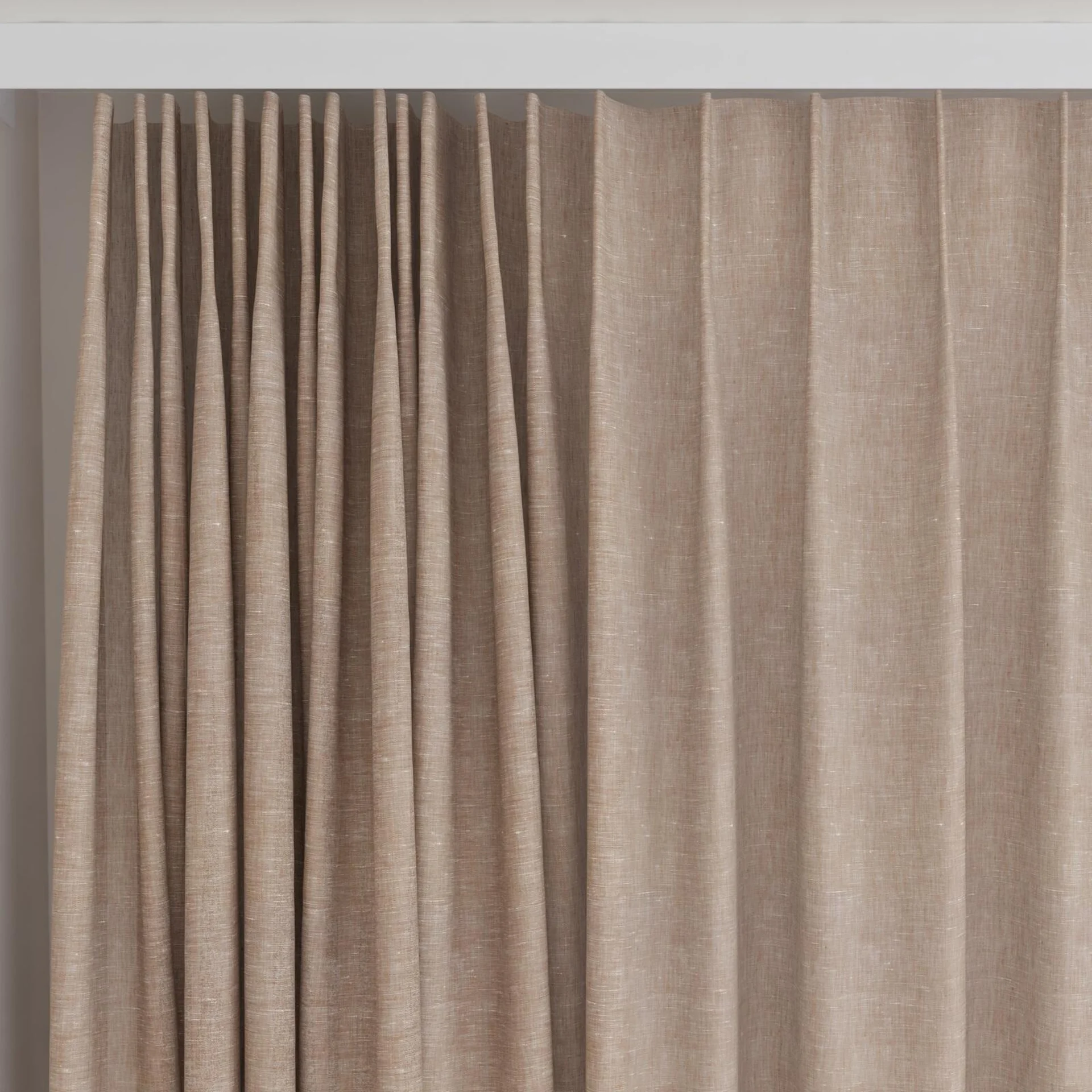 Top view of Gesso Lino Amber, on curtain rail