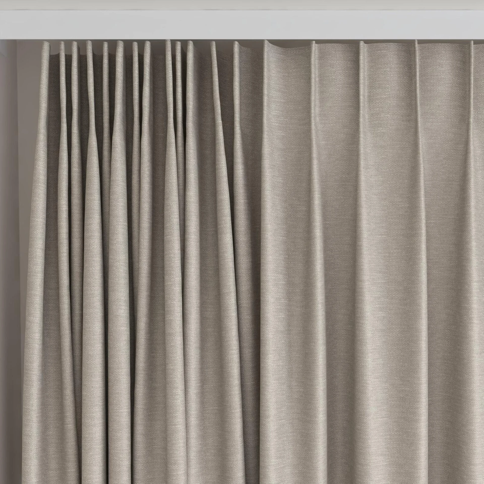 Top view of Colourwash Eco Mushroom, on curtain rail