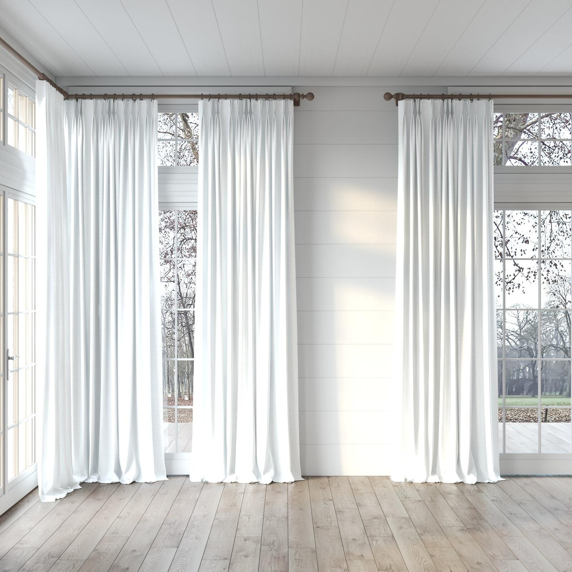 Full view of Linex Snow, puddled, on curtain rod