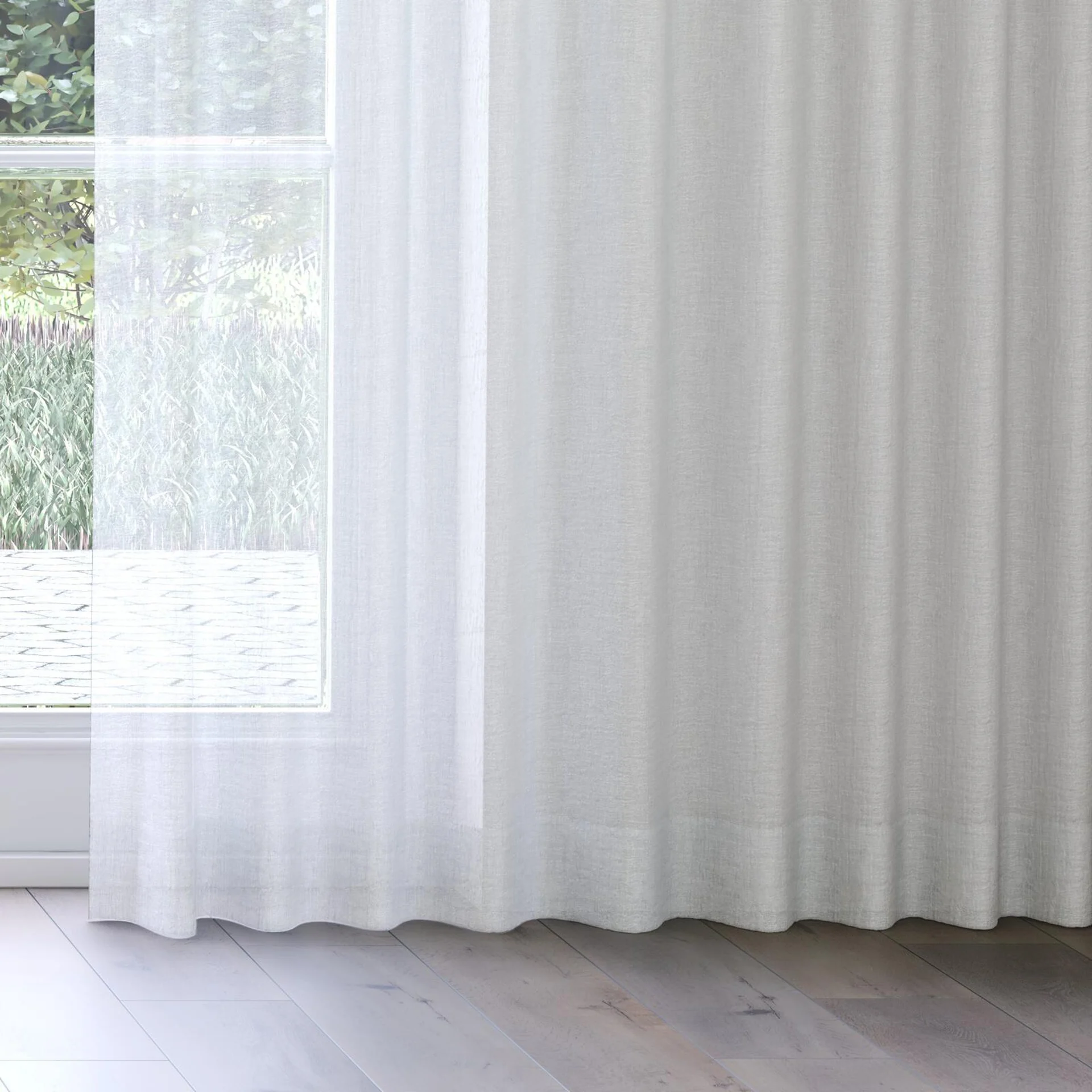 Bottom view of Illusion Dew, on curtain rail