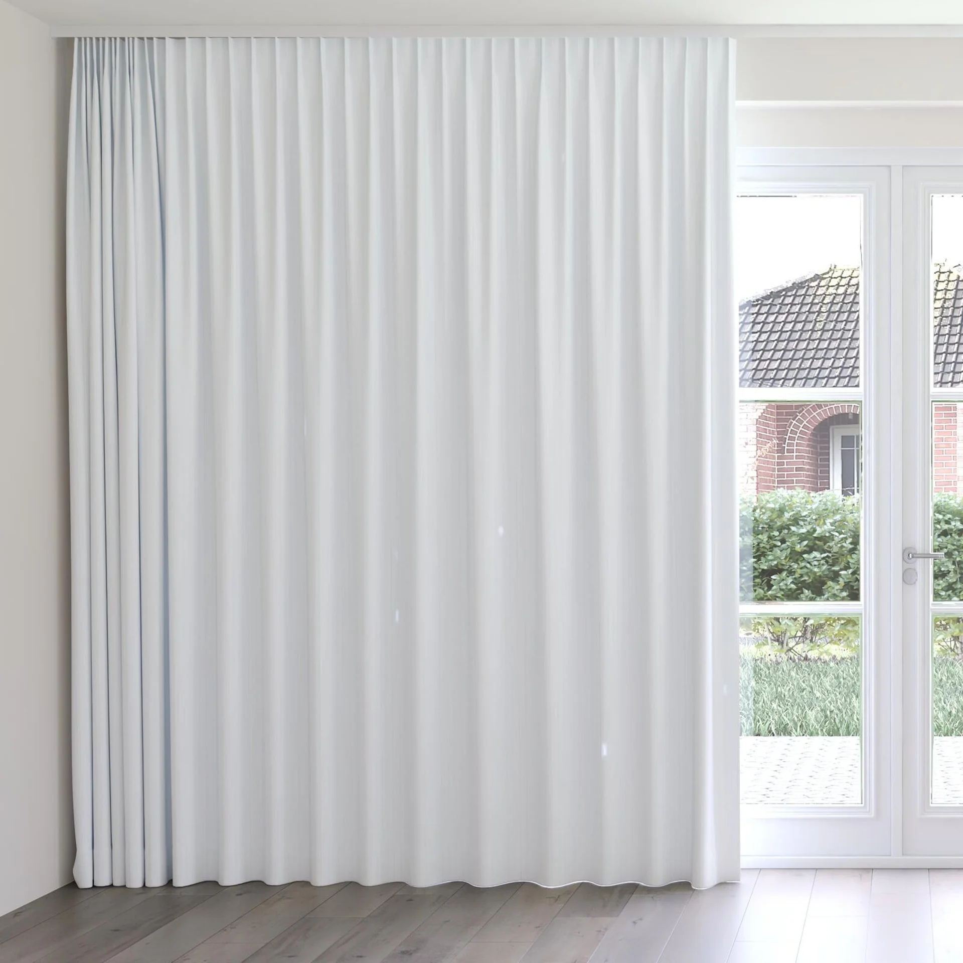 Front view of Cordial Swan, on curtain rail