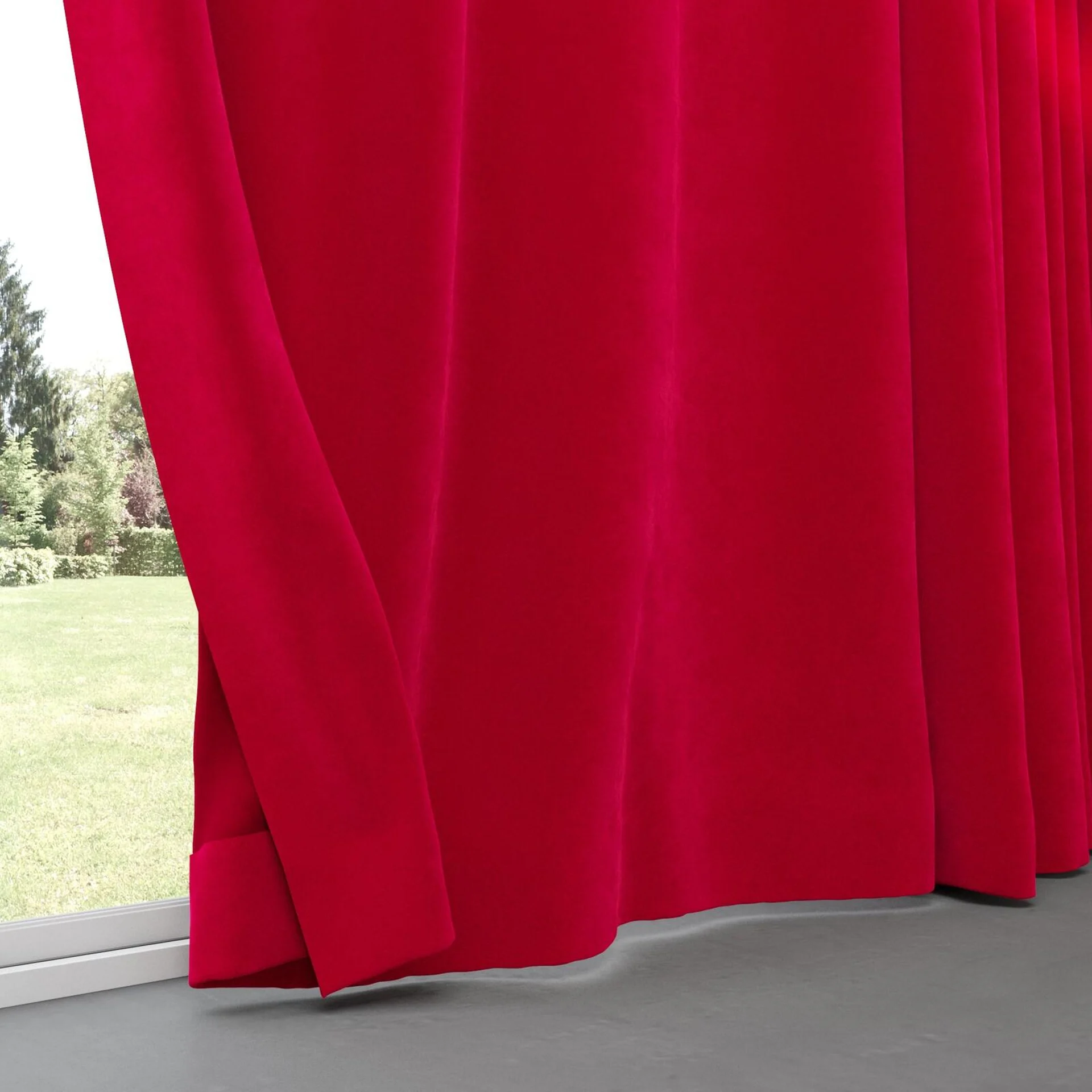 Bottom view of Lux Velvet Poppy 8601, pinch pleat