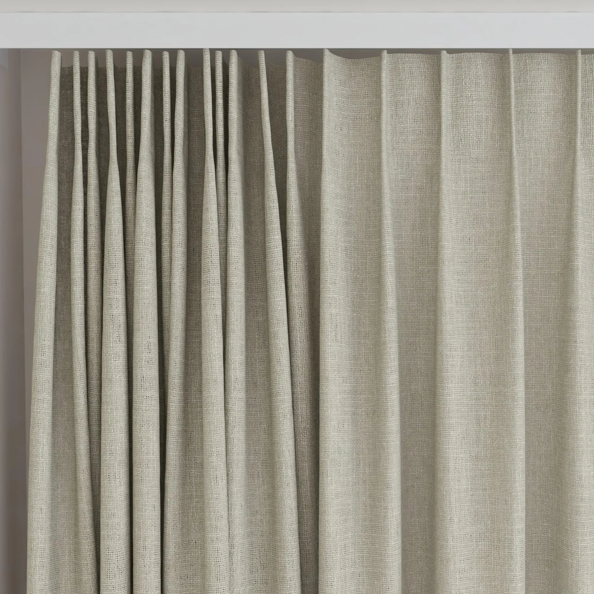 Top view of Adobe Flax, on curtain rail