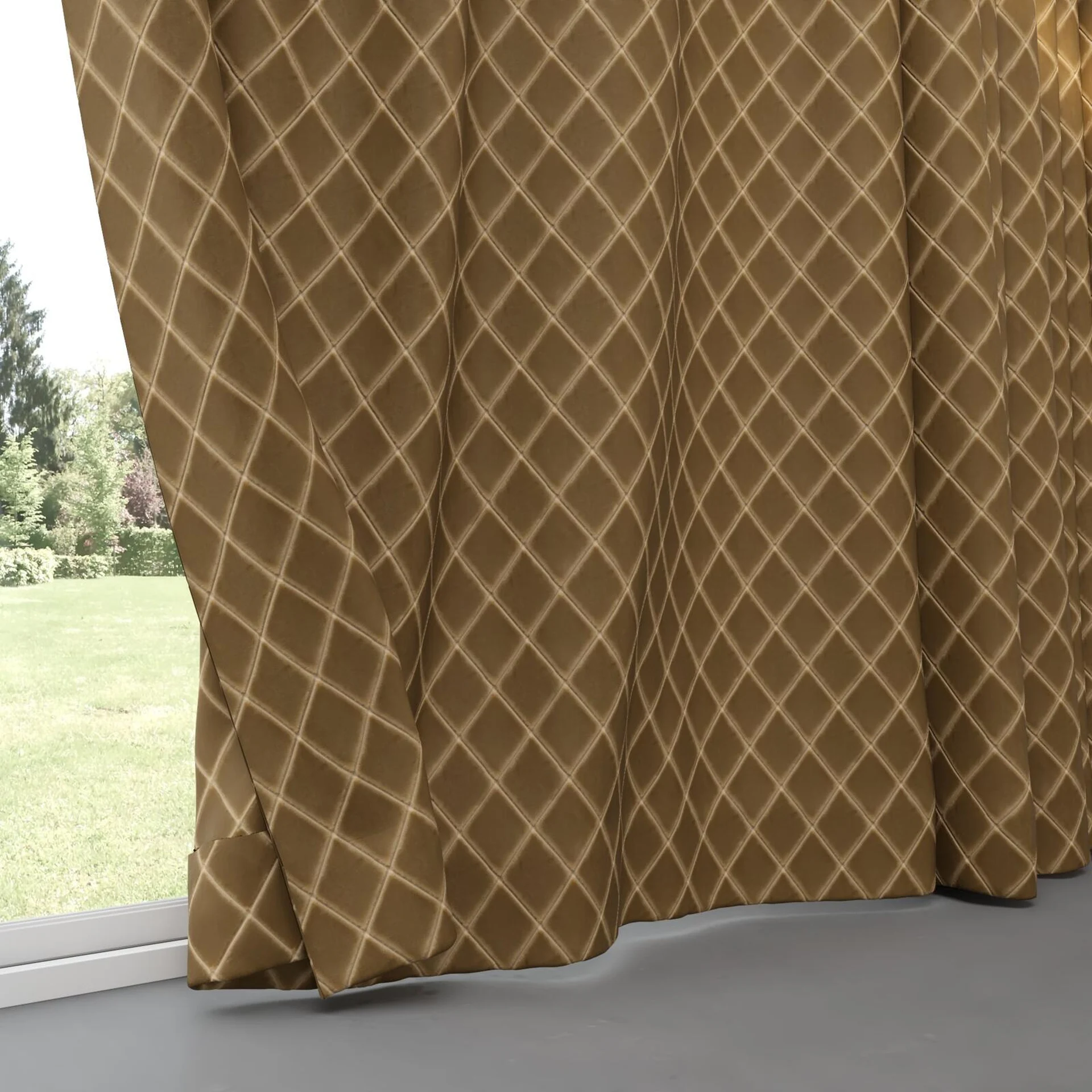 Bottom view of Pantheon Caramel, pinch pleat