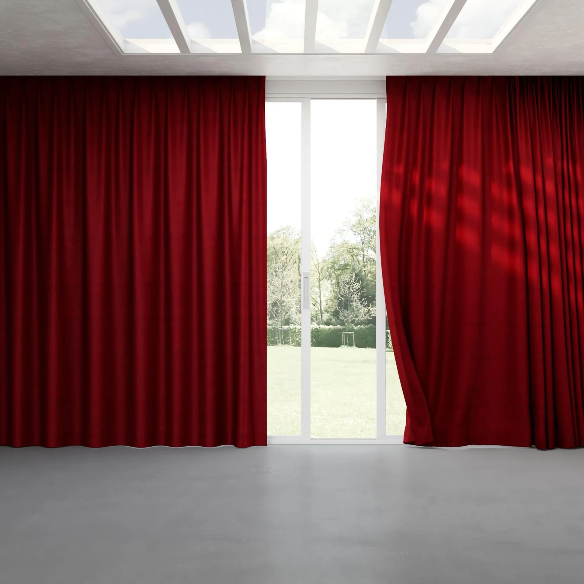 Full view of Baron Bordeaux, pinch pleat