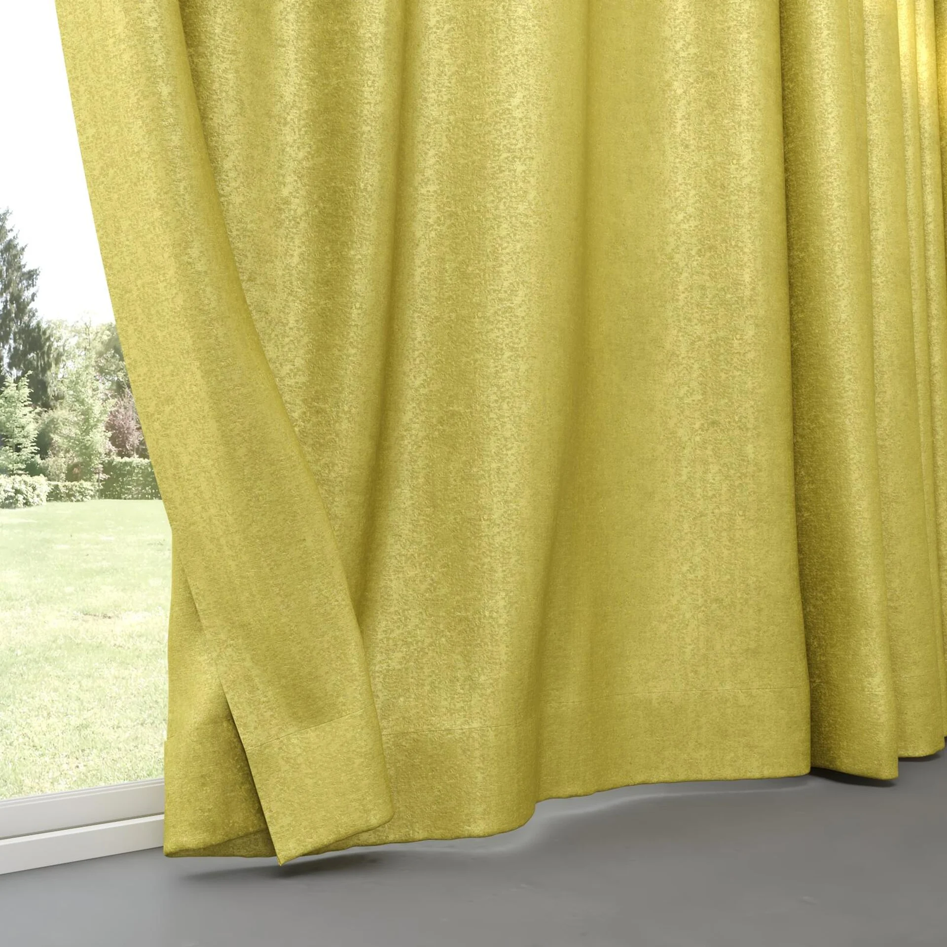Bottom view of Hug Chartreuse, pinch pleat