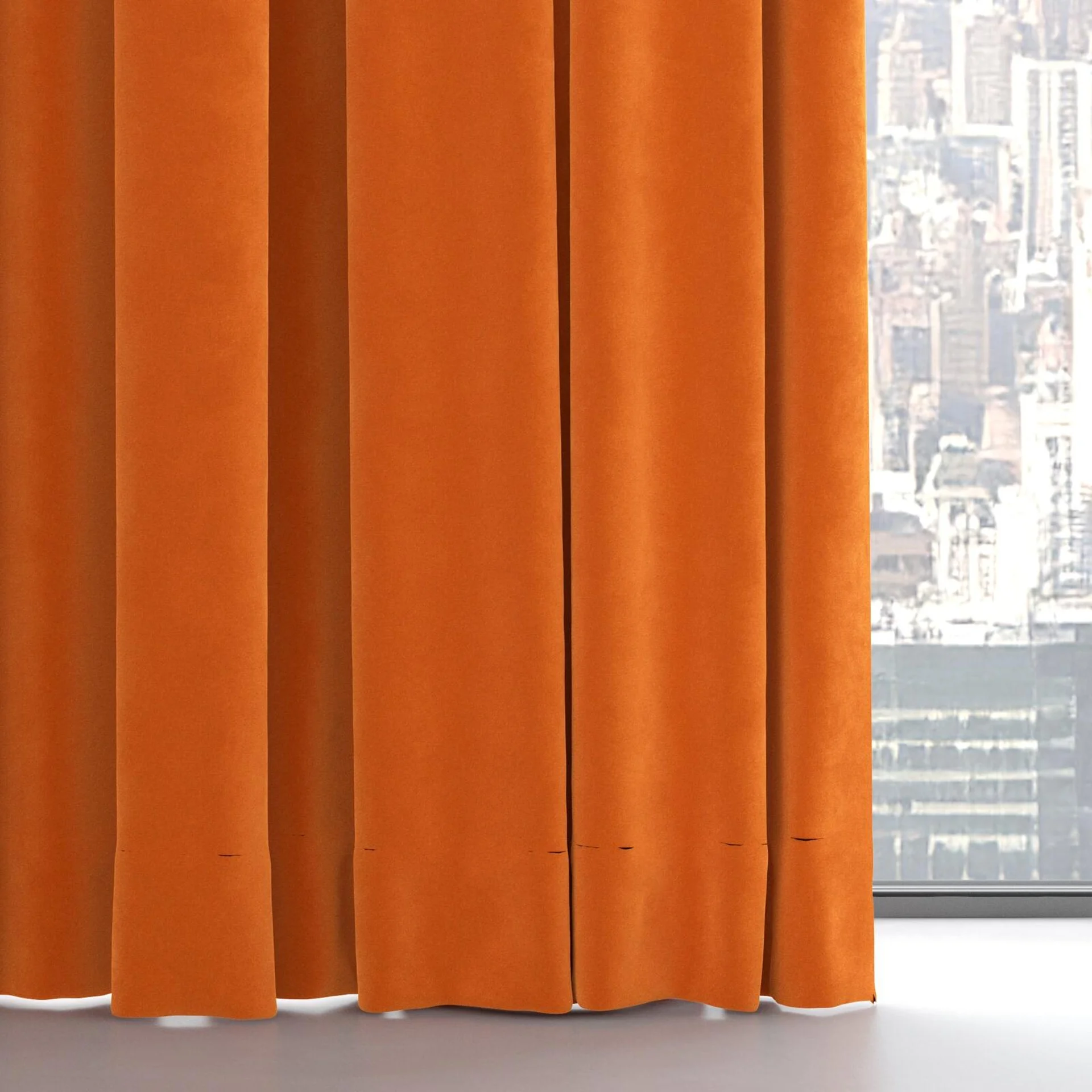 Bottom view of Lux Velvet Orange 8906, on hidden rail