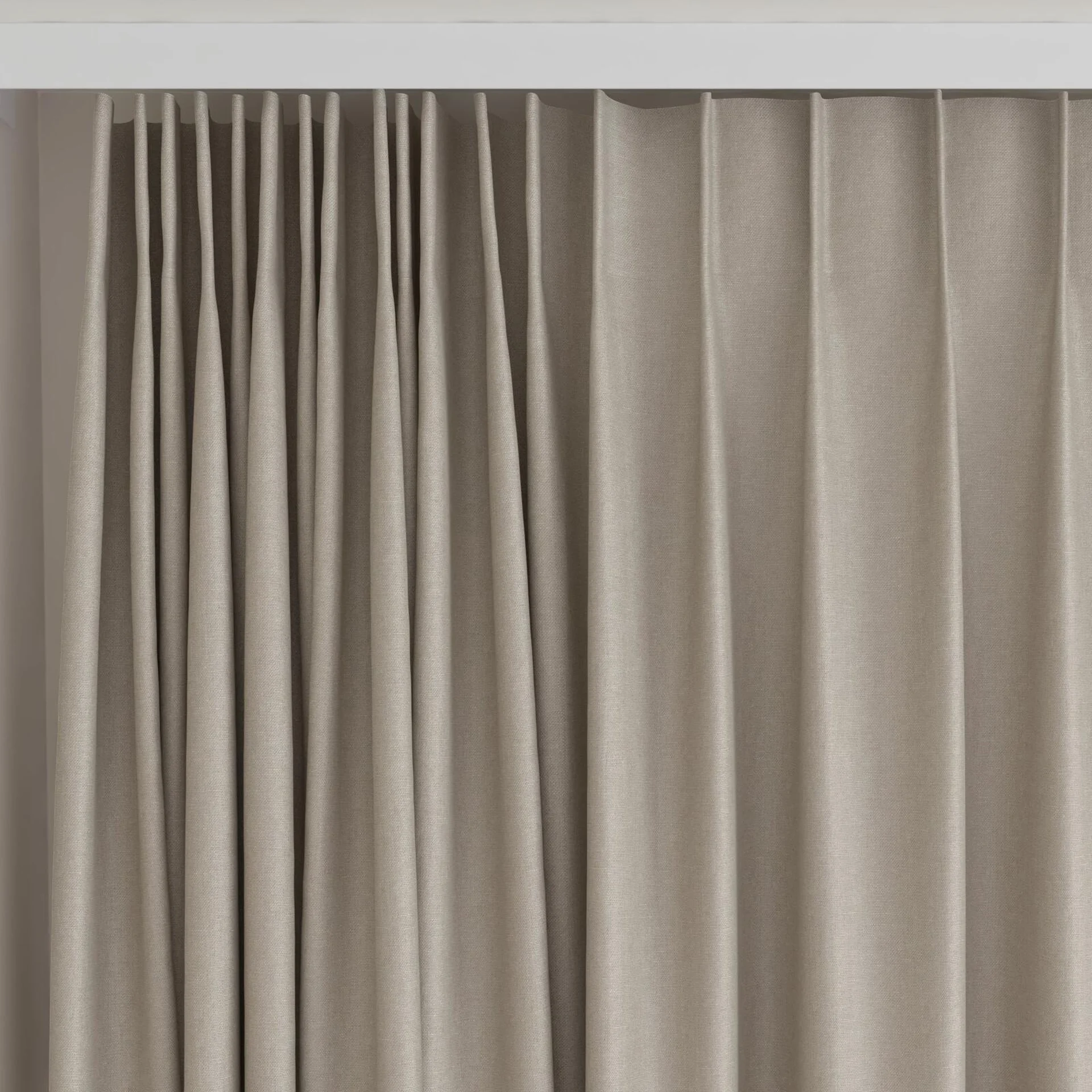 Top view of Infinite Nude, on curtain rail