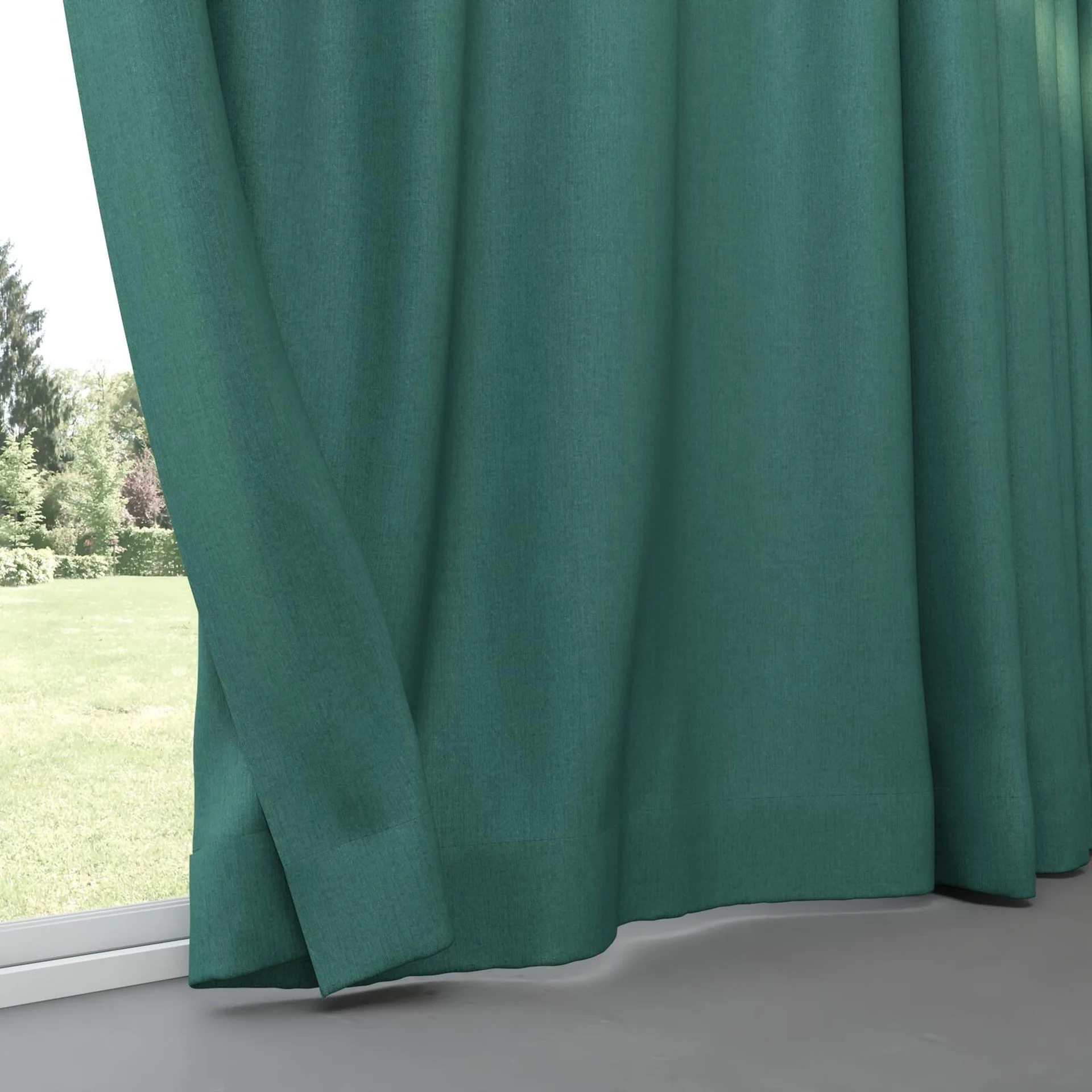 Bottom view of Cushy Emerald, pinch pleat