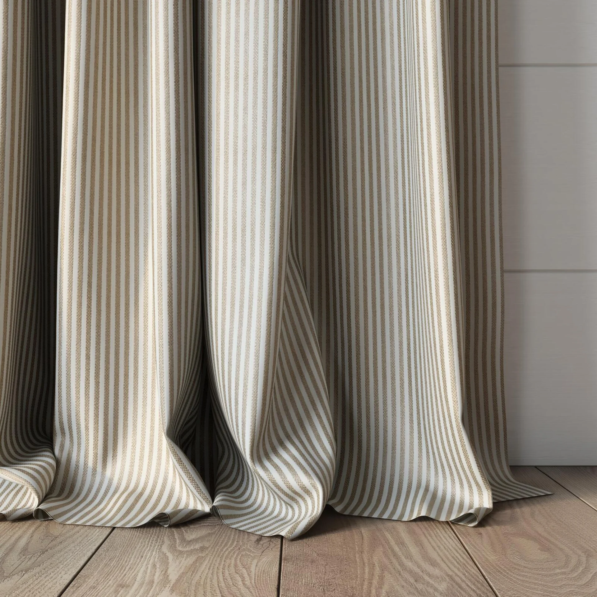 Bottom view of Nodulous Marzipan, puddled, on curtain rod