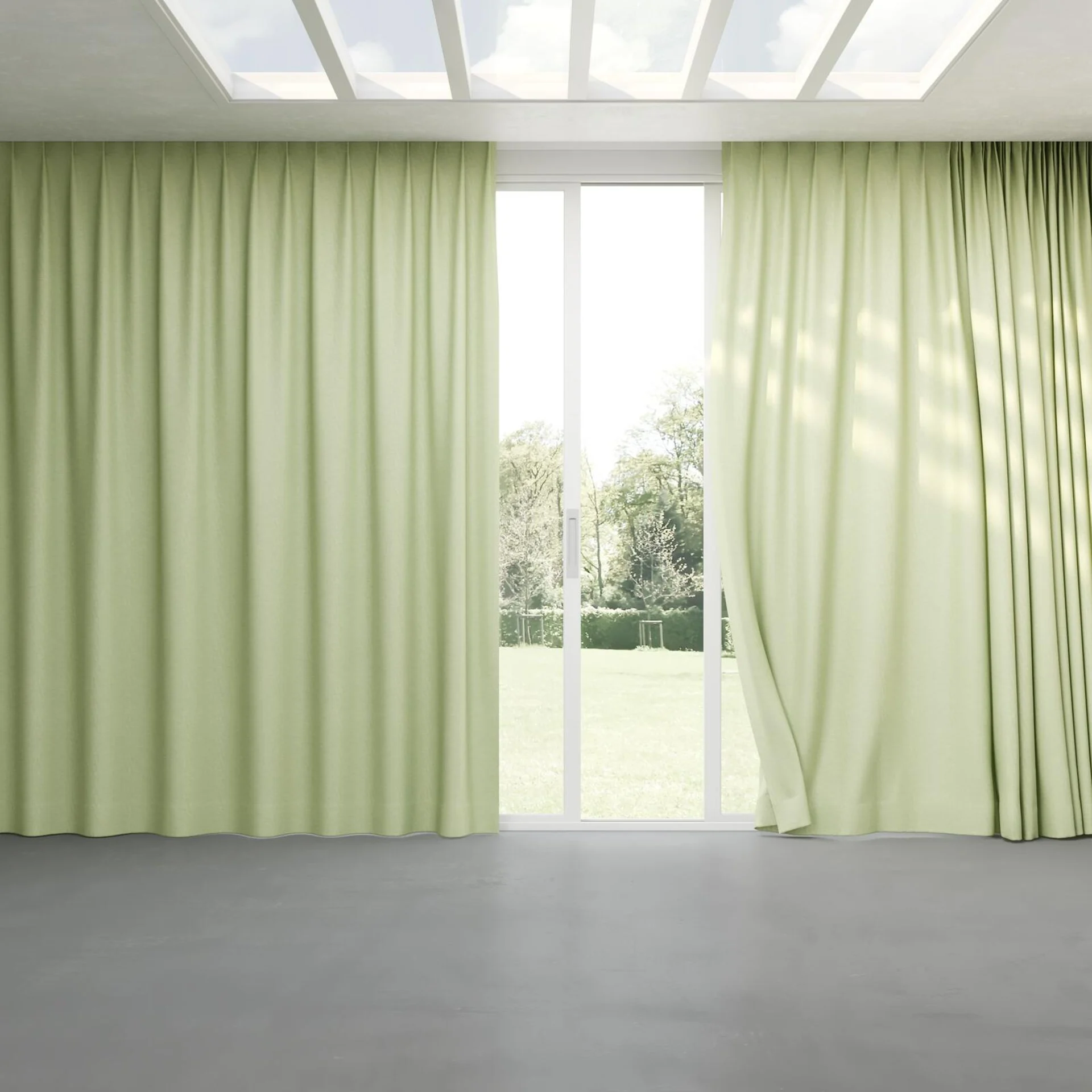 Full view of Casual Sage, pinch pleat
