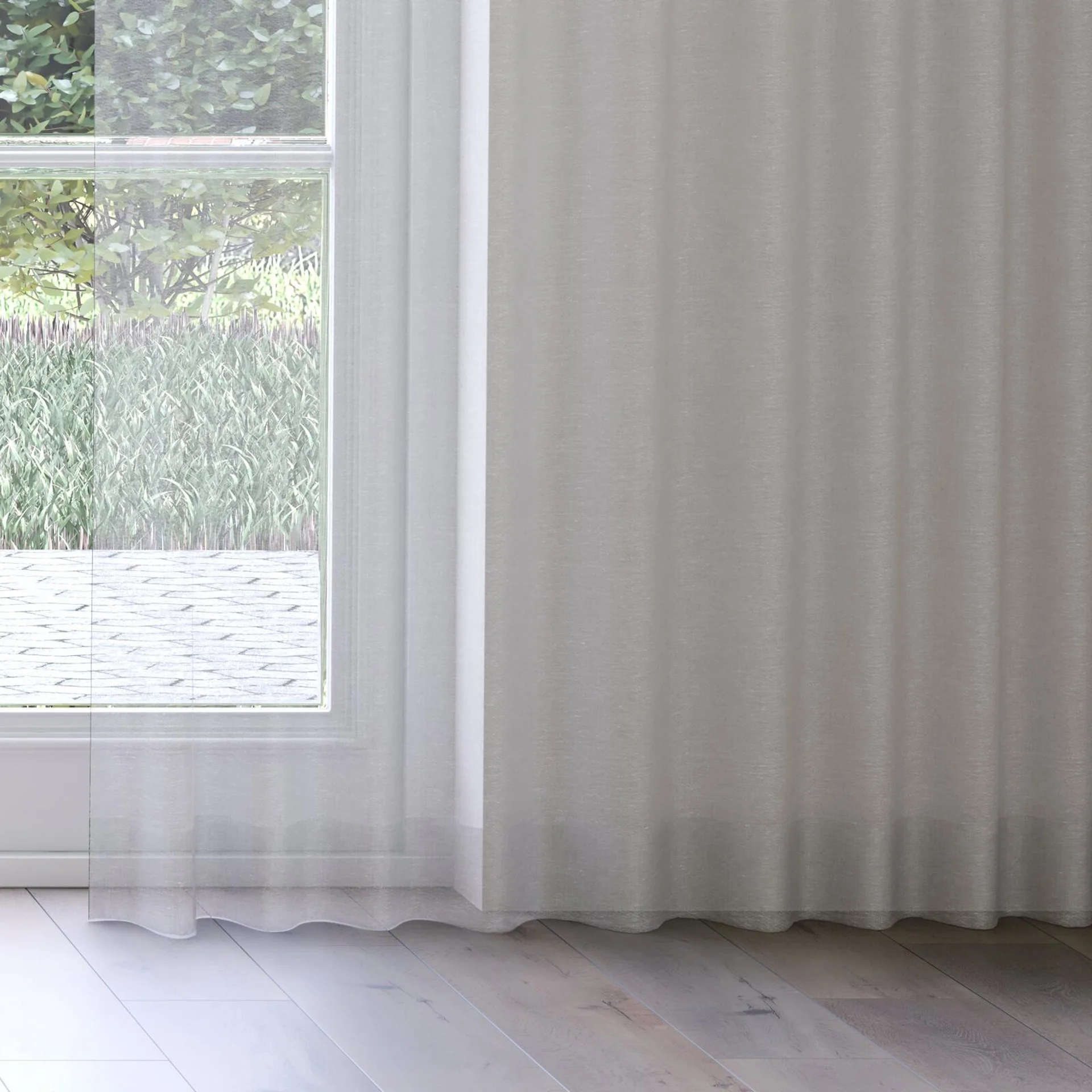Bottom view of Rhyme Aluminium, on curtain rail