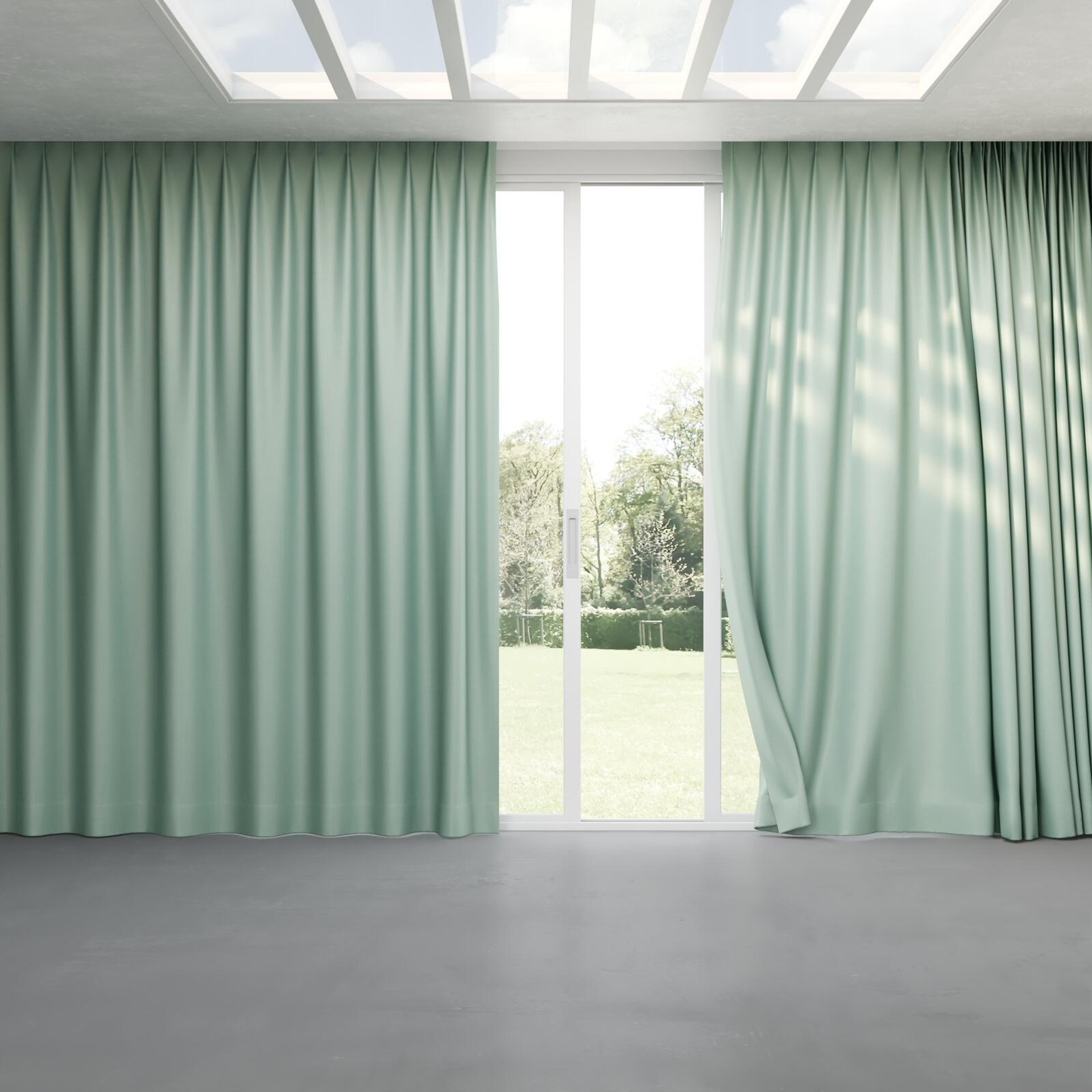 Full view of Re-Vive Jade, pinch pleat