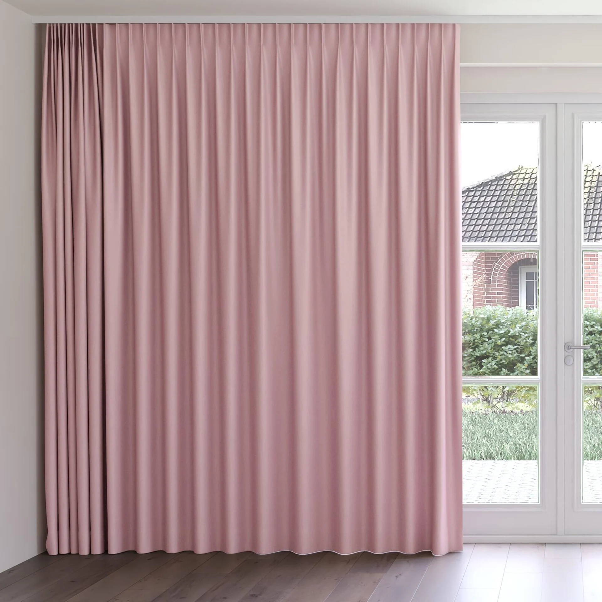 Front view of Grove Lotus, on curtain rail