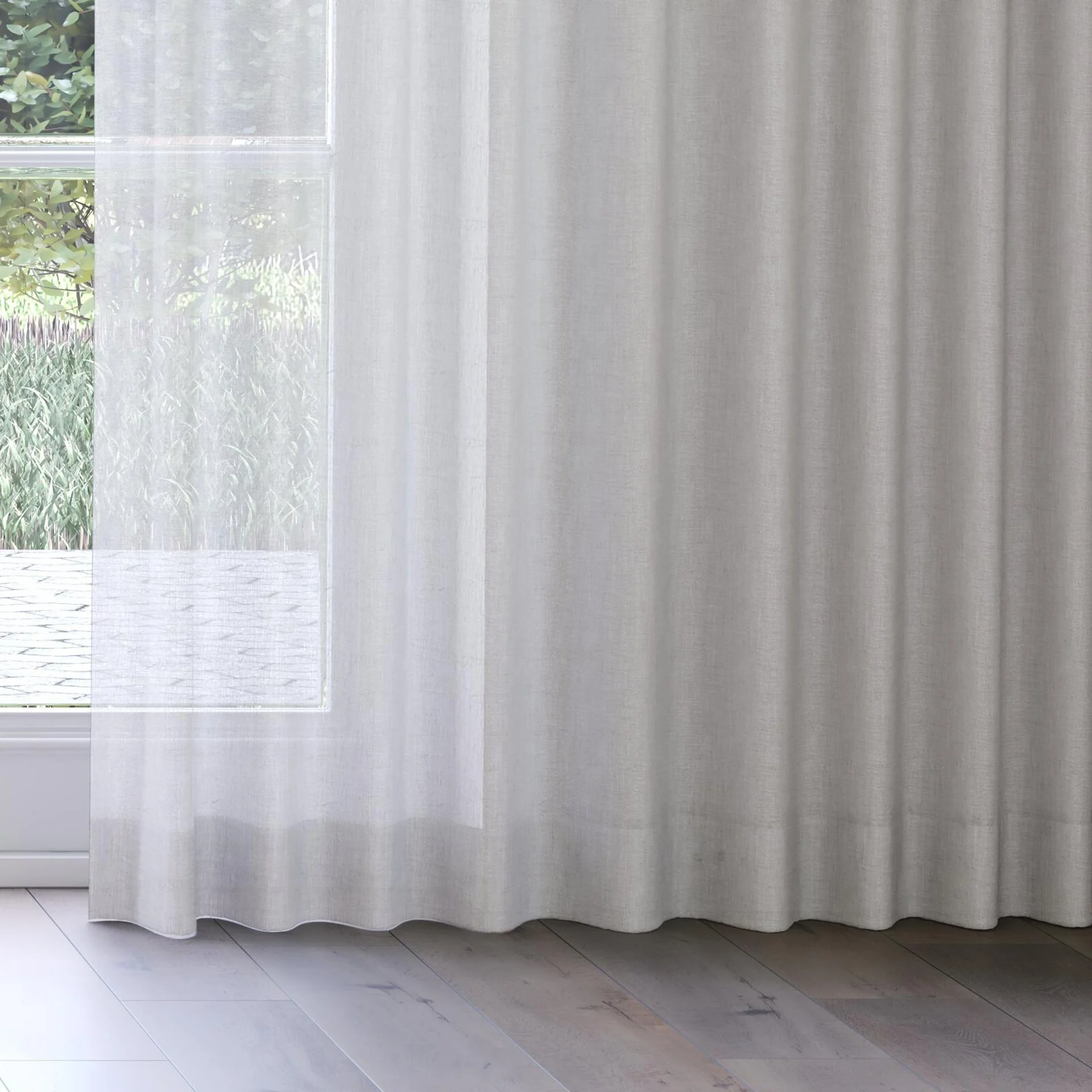 Bottom view of Illusion Frost, on curtain rail