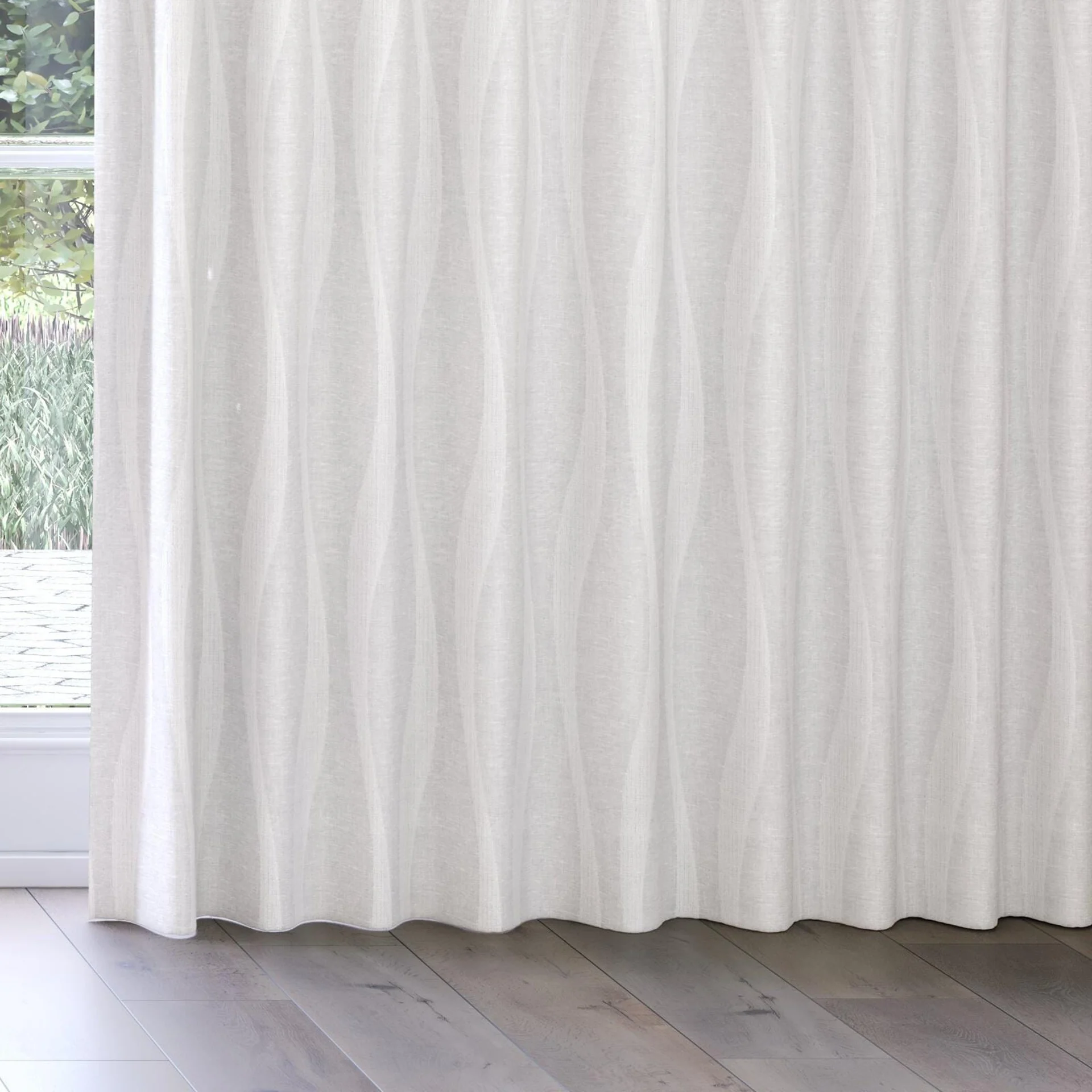 Bottom view of Paramount Ivory, on curtain rail