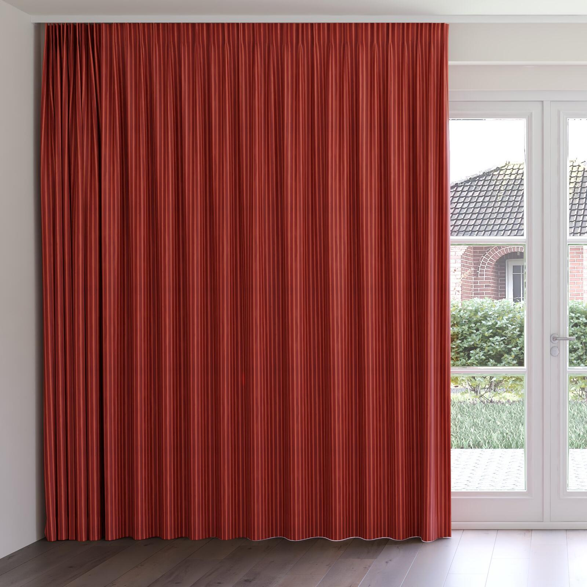 Front view of Cordial Copper, on curtain rail