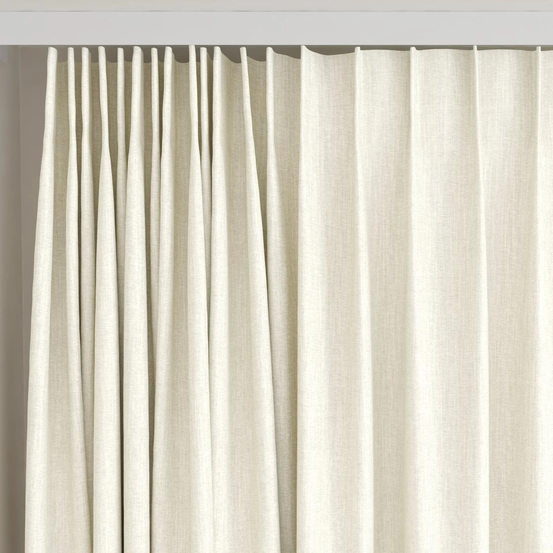 Top view of Trezor Linen, on curtain rail
